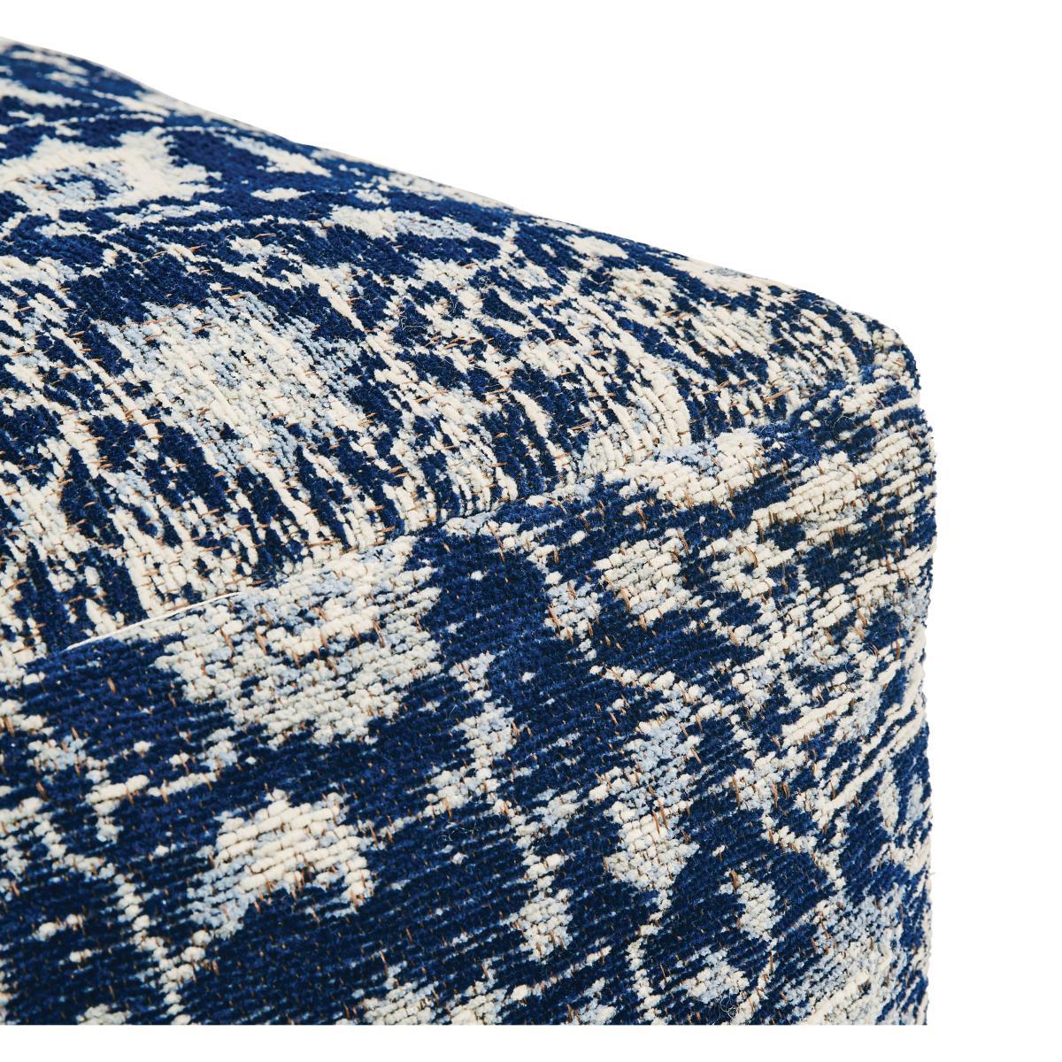 Blue Global Chenille Jacquard Pouffe Blue – image 4
