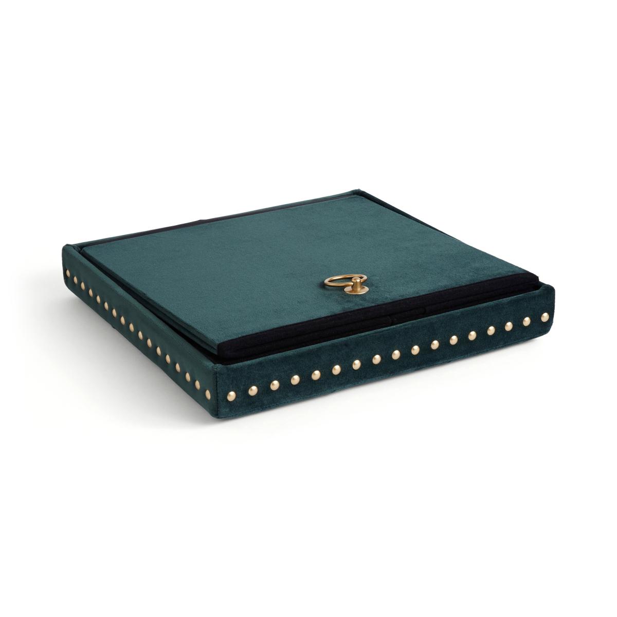 Velvet Cube Ottoman Bottle Green Bottle (Green) – image 4