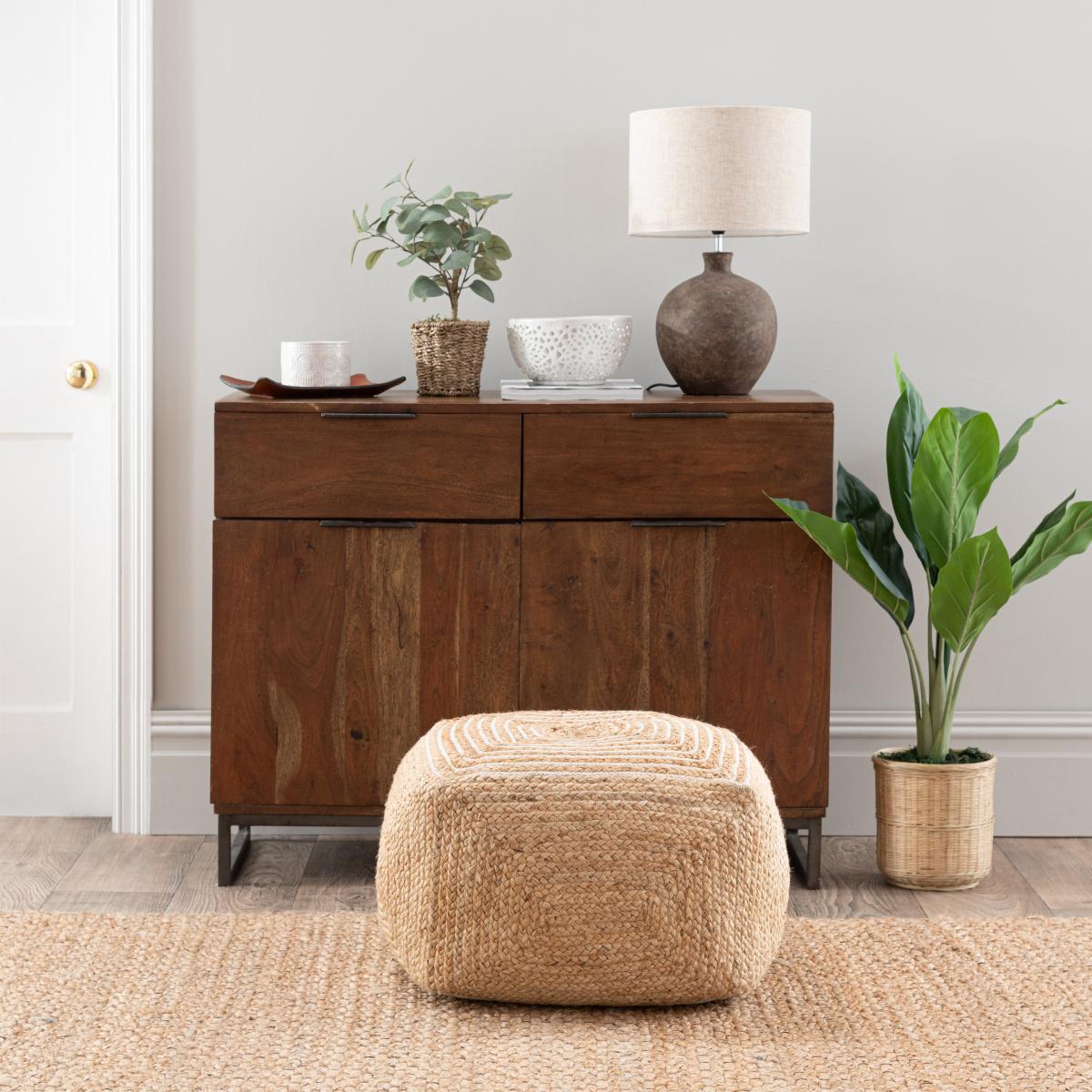 Cotton and Jute Cube Natural – image 1