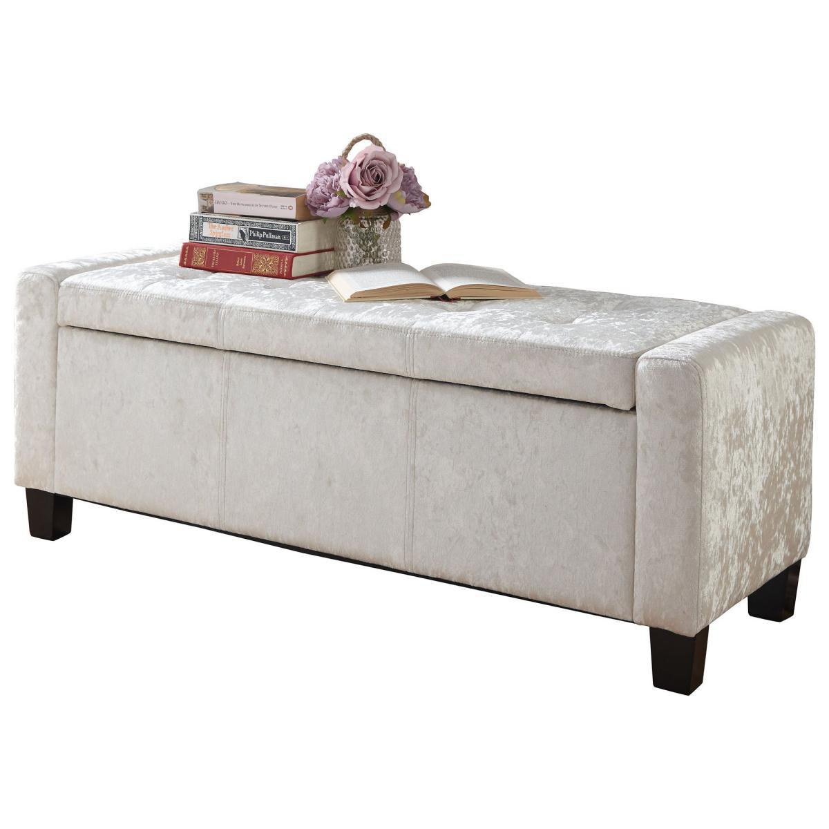 Verona Crushed Velvet Ottoman Grey – image 2