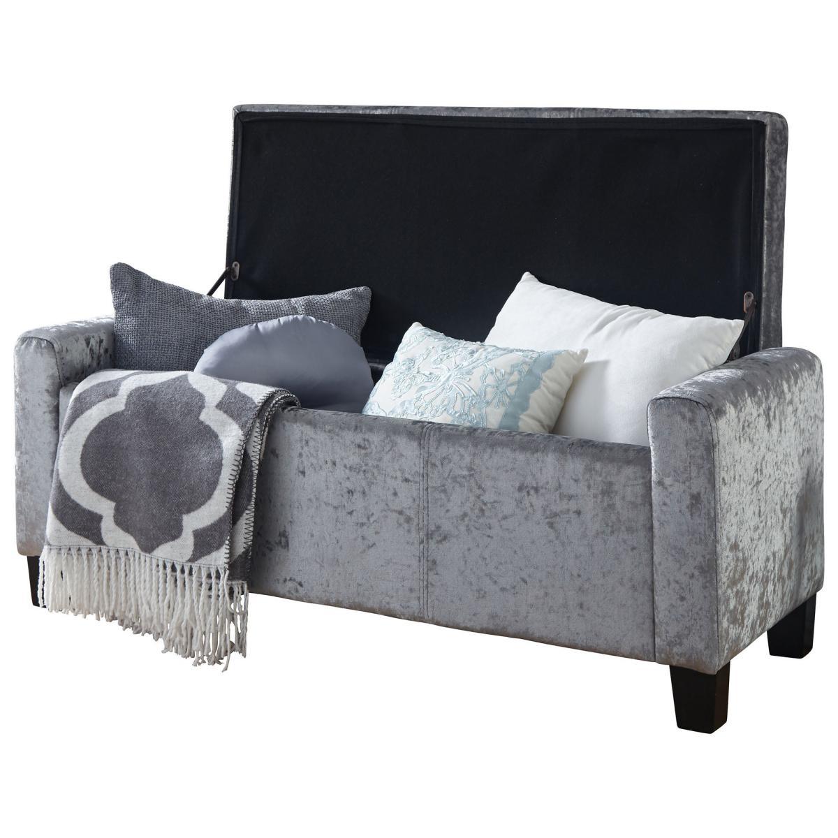 Verona Crushed Velvet Ottoman Grey – image 3