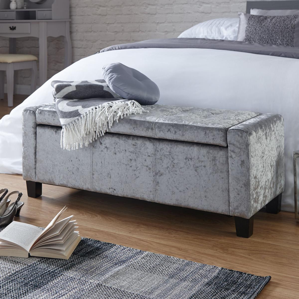 Verona Crushed Velvet Ottoman Grey – image 5
