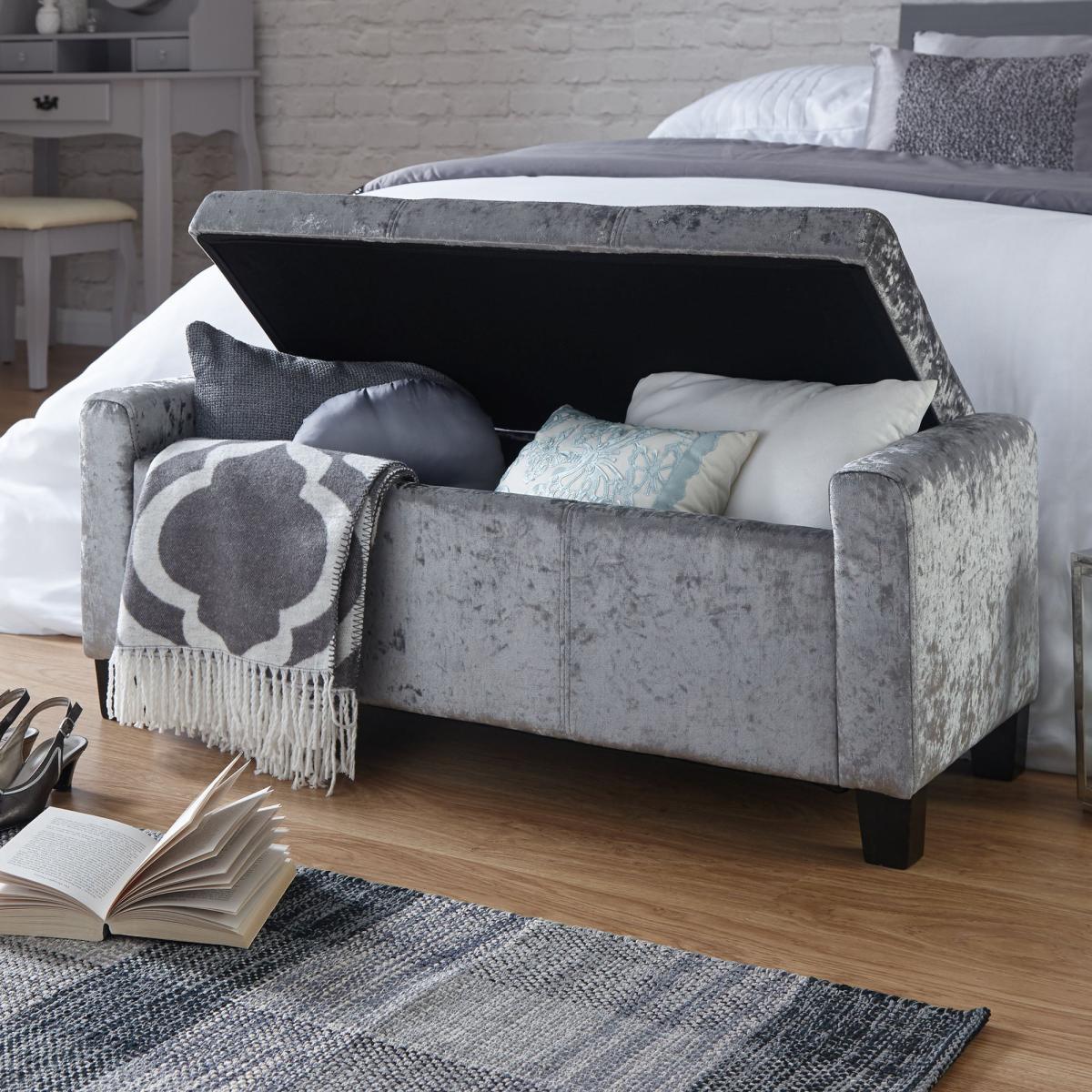 Verona Crushed Velvet Ottoman Grey – image 7