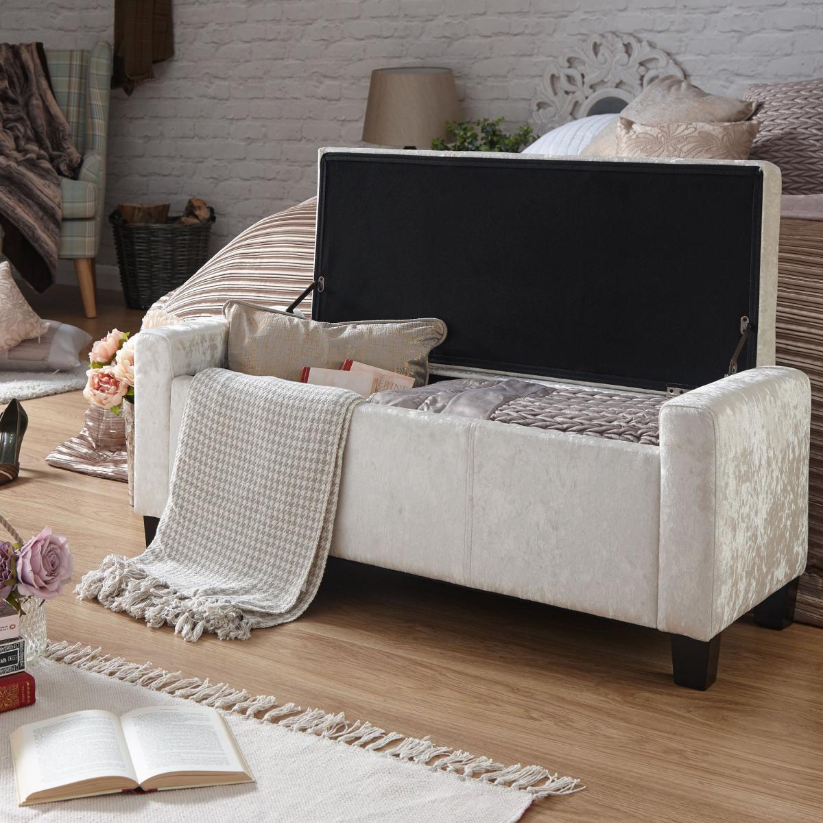 Verona Crushed Velvet Ottoman Grey – image 8