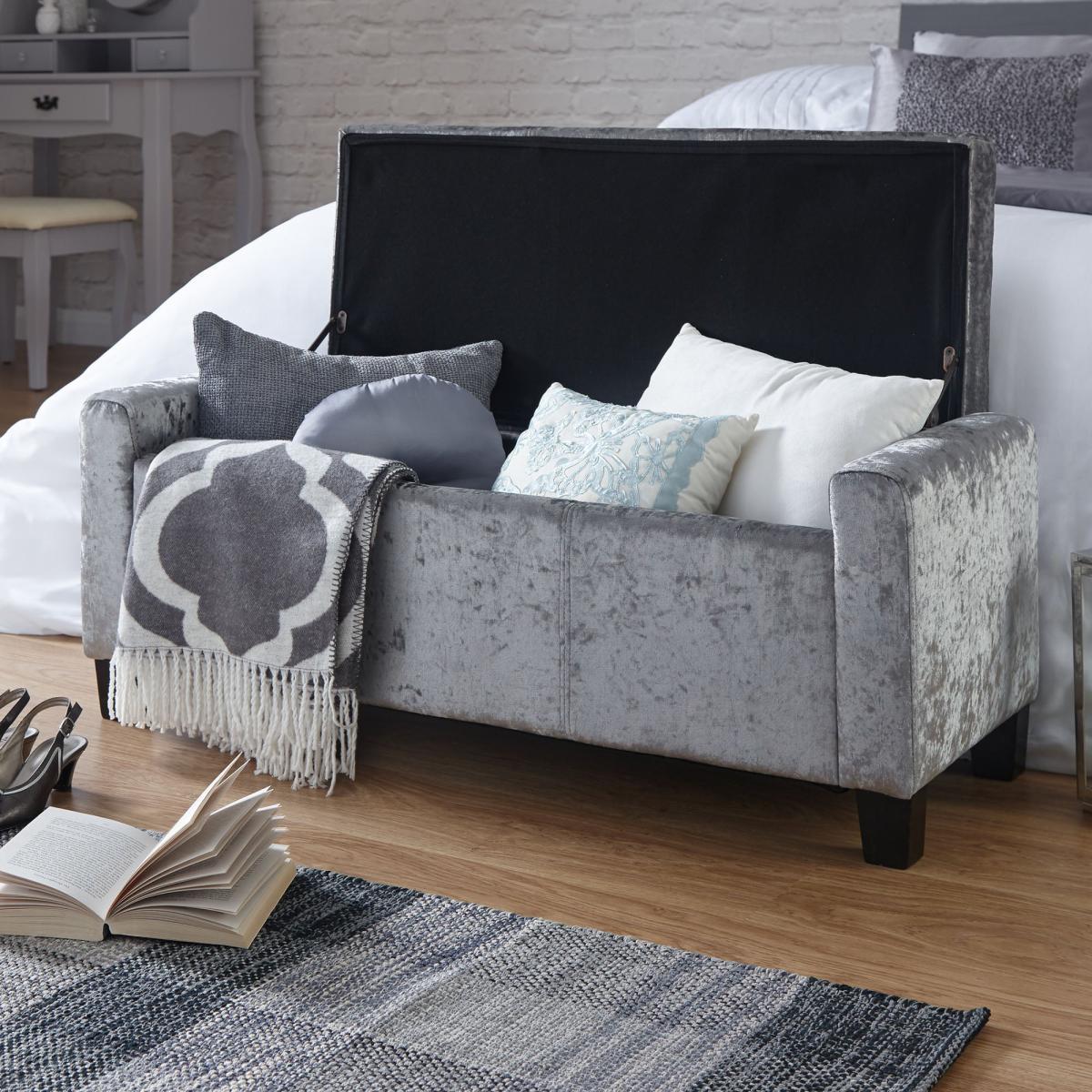 Verona Crushed Velvet Ottoman Grey – image 9
