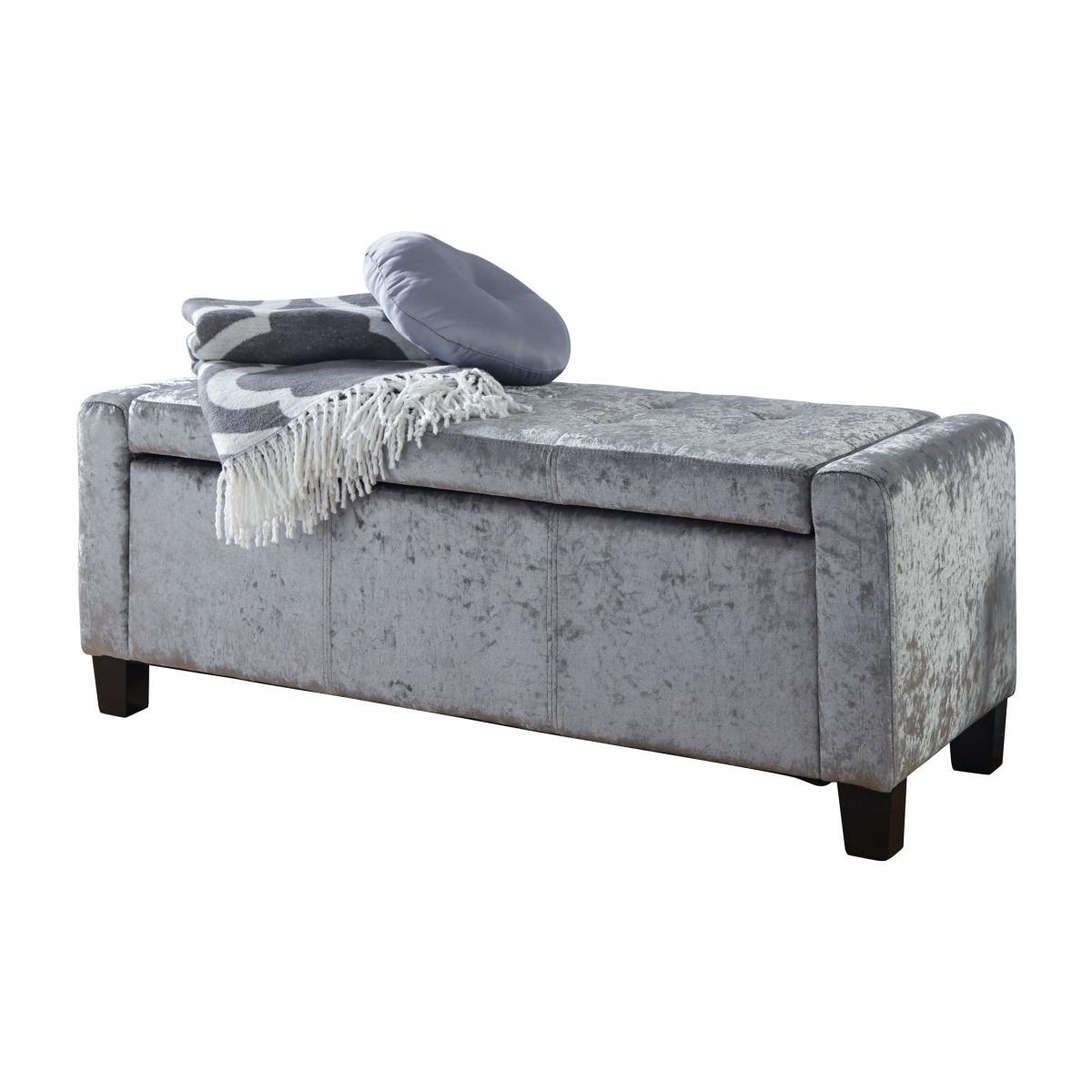 Verona Crushed Velvet Ottoman Grey – image 1