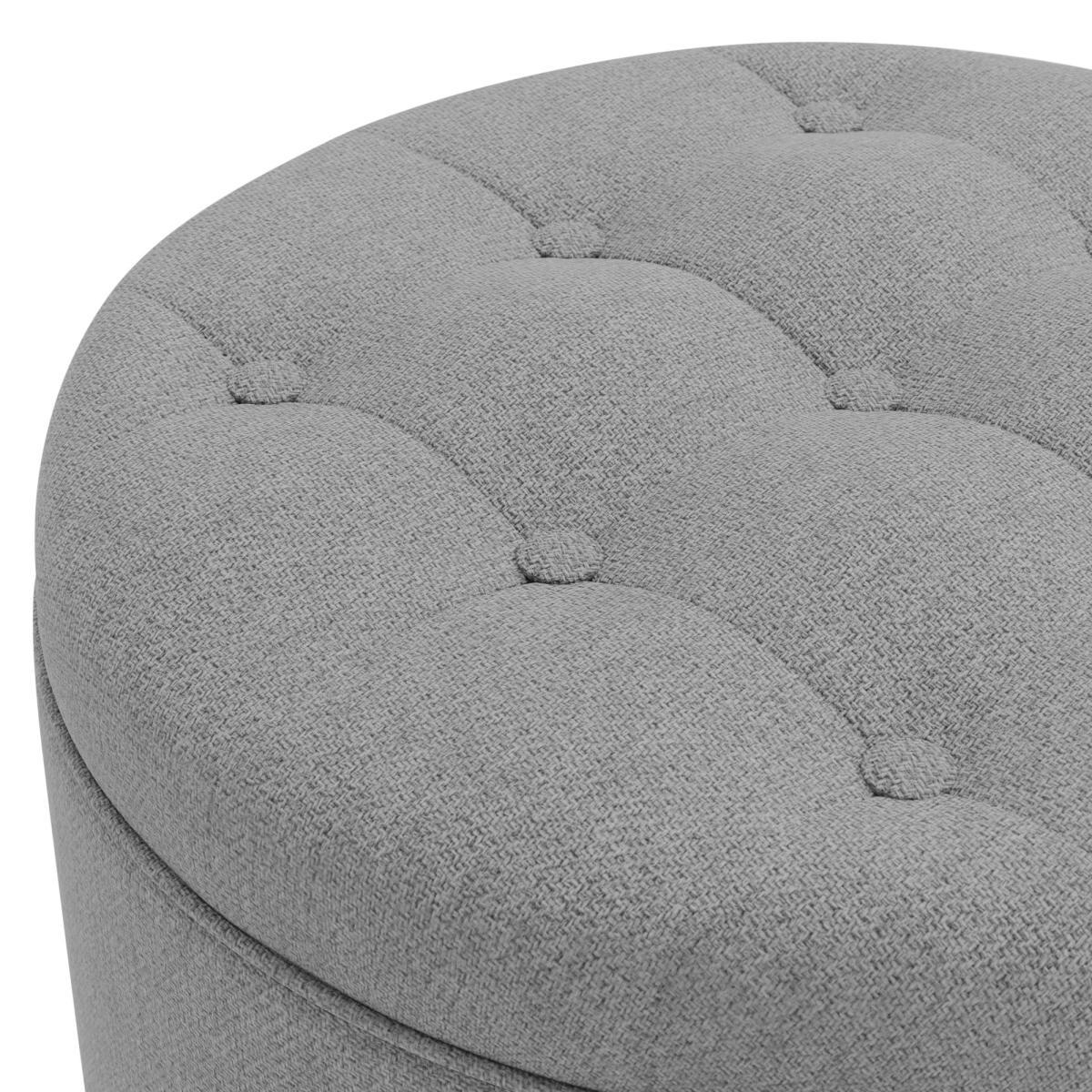 Oswald Faux Wool Round Storage Footstool Grey – image 4