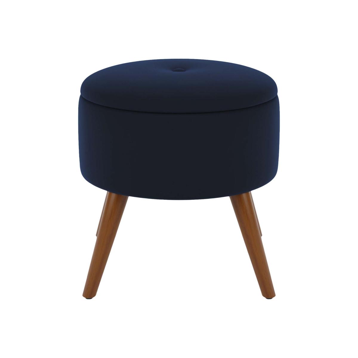 Eliza Velvet Storage Footstool Luxe Navy – image 2