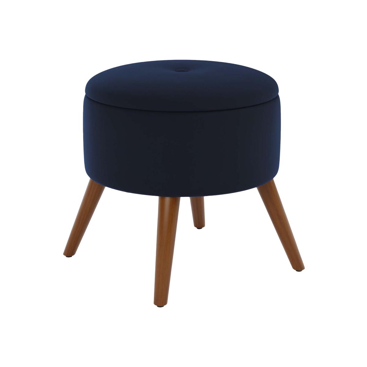 Eliza Velvet Storage Footstool Luxe Navy – image 1