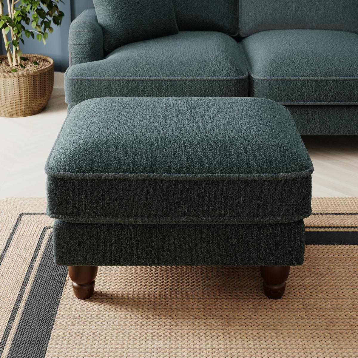 Beatrice Chunky Soft Chenille Footstool Chunky Soft Chenille Pacific – image 2