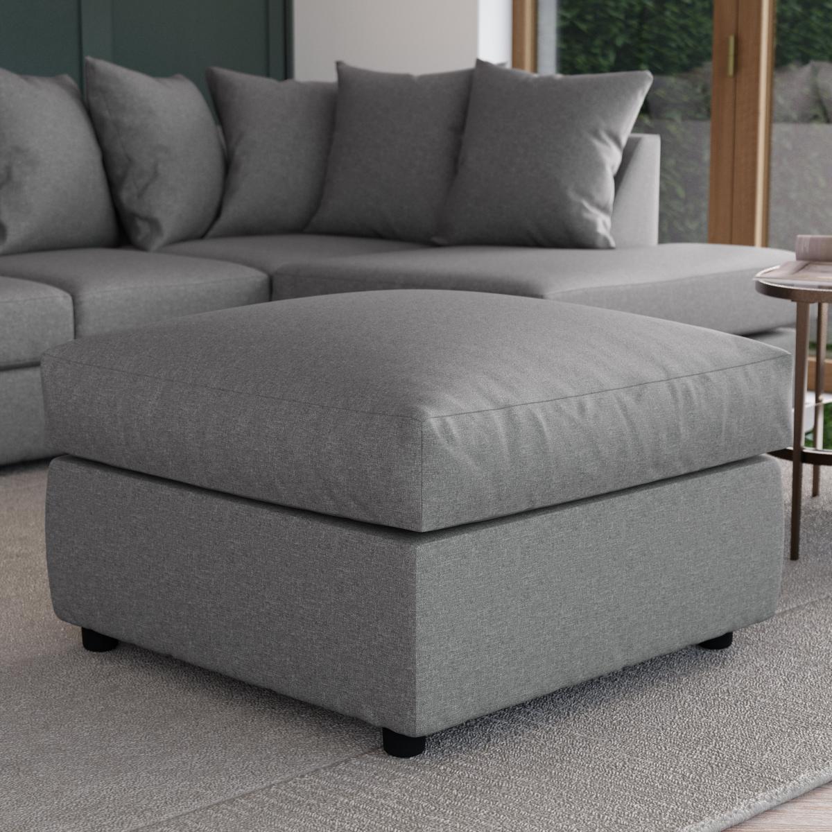 Blake Soft Texture Fabric Footstool Soft Texture Grey – image 2