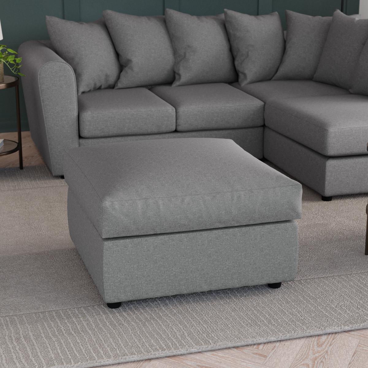 Blake Soft Texture Fabric Footstool Soft Texture Grey – image 1