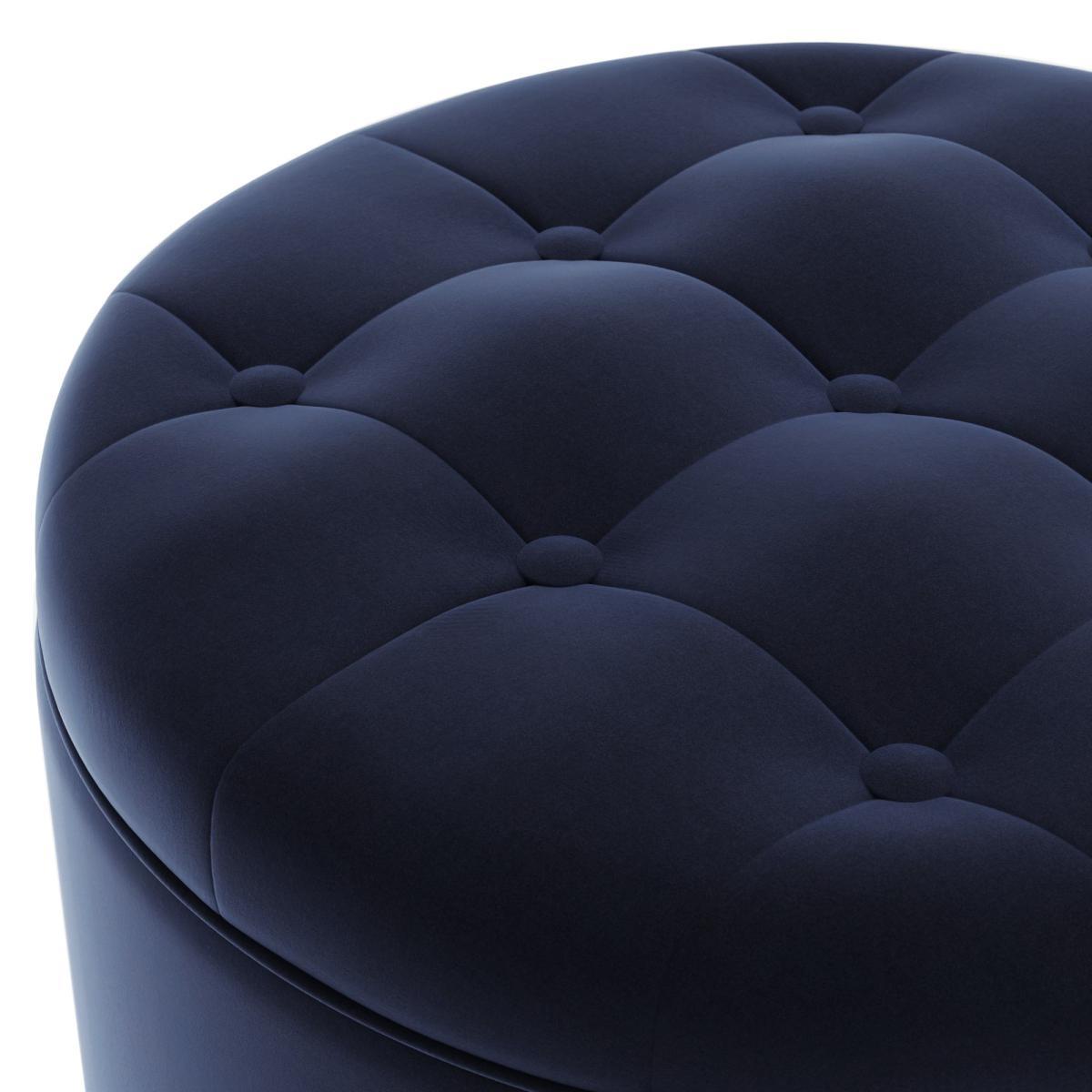 Oswald Velvet Round Storage Footstool Luxe Navy – image 4