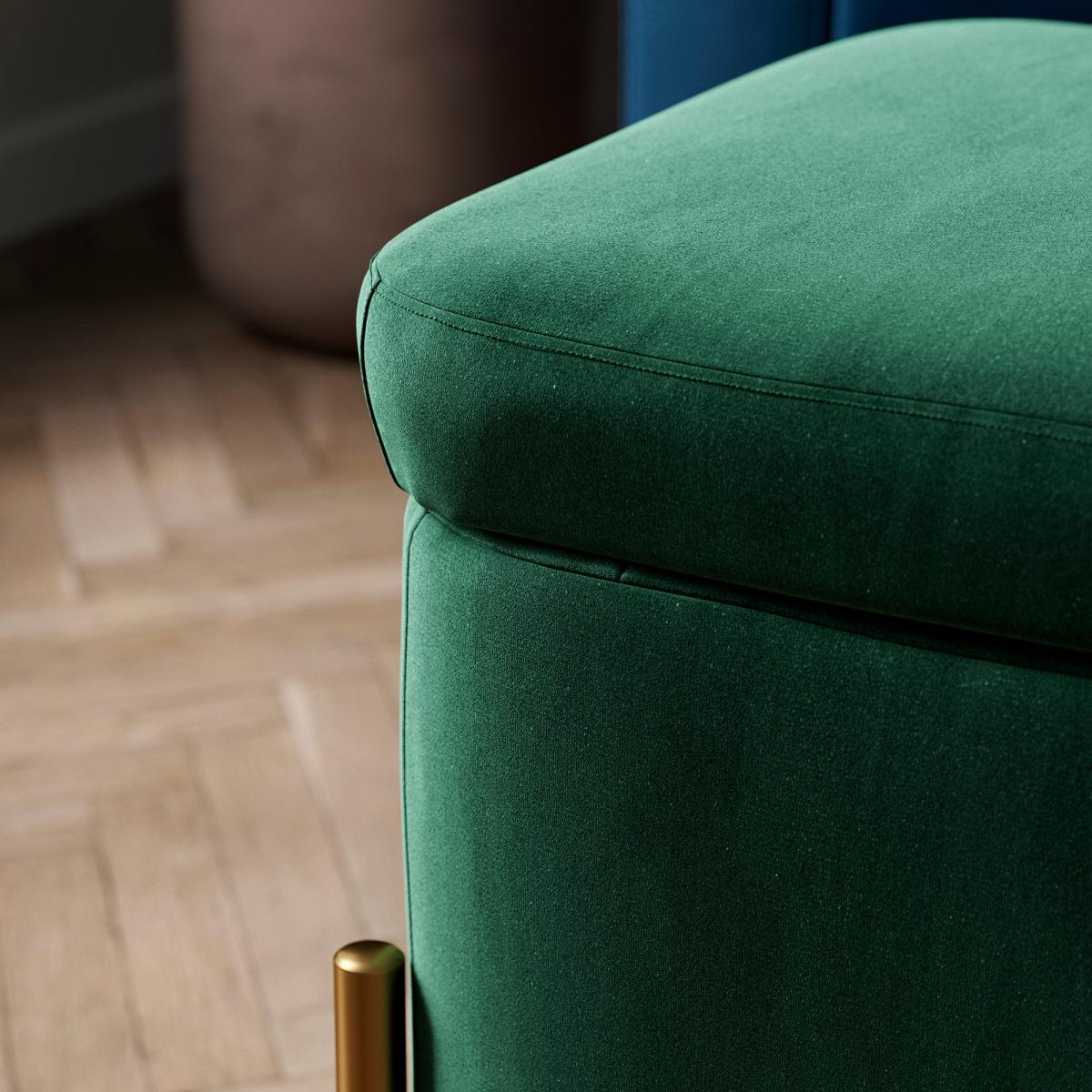 Ivy Velvet Storage Footstool Velvet Bottle Green – image 3