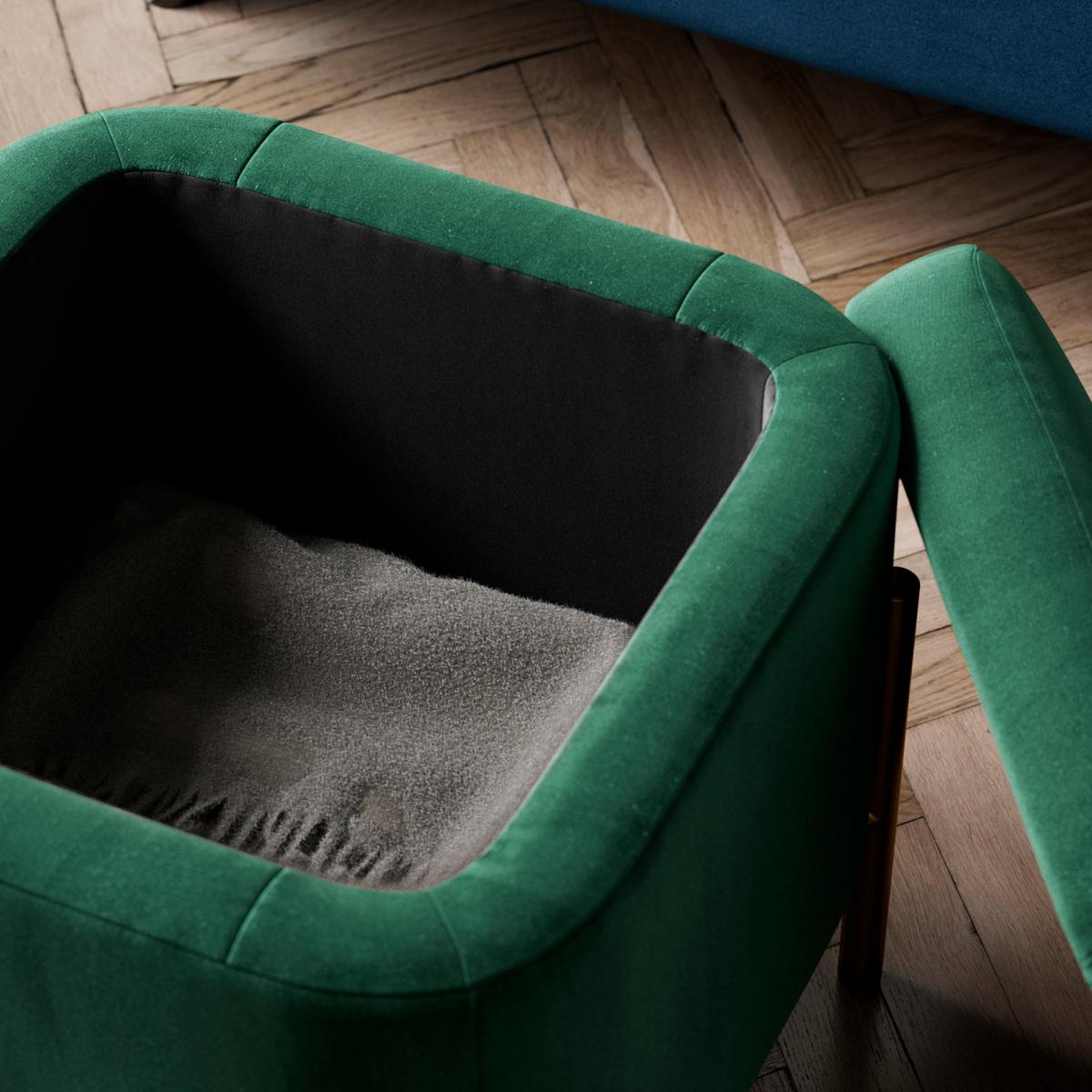 Ivy Velvet Storage Footstool Velvet Bottle Green – image 4