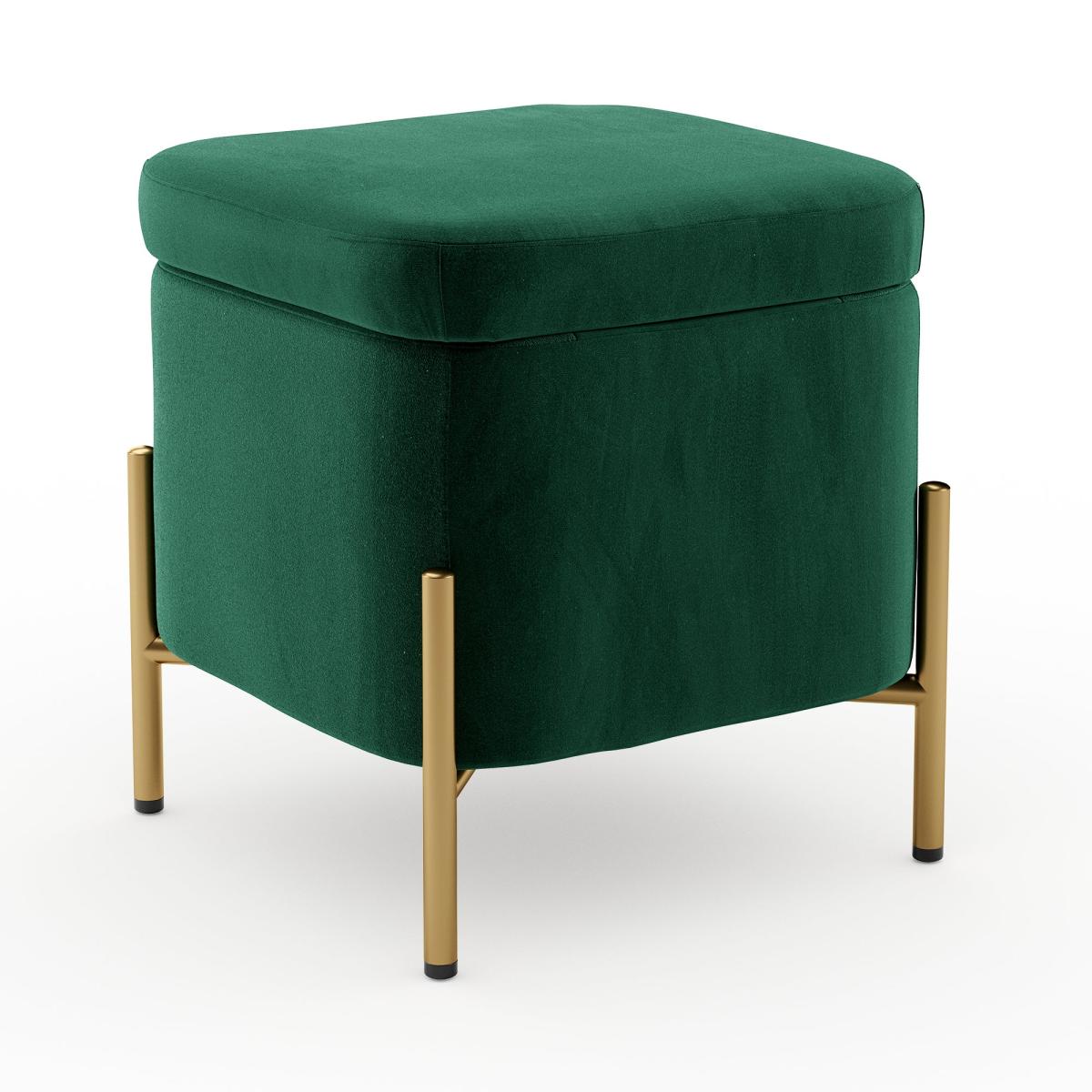 Ivy Velvet Storage Footstool Velvet Bottle Green – image 6