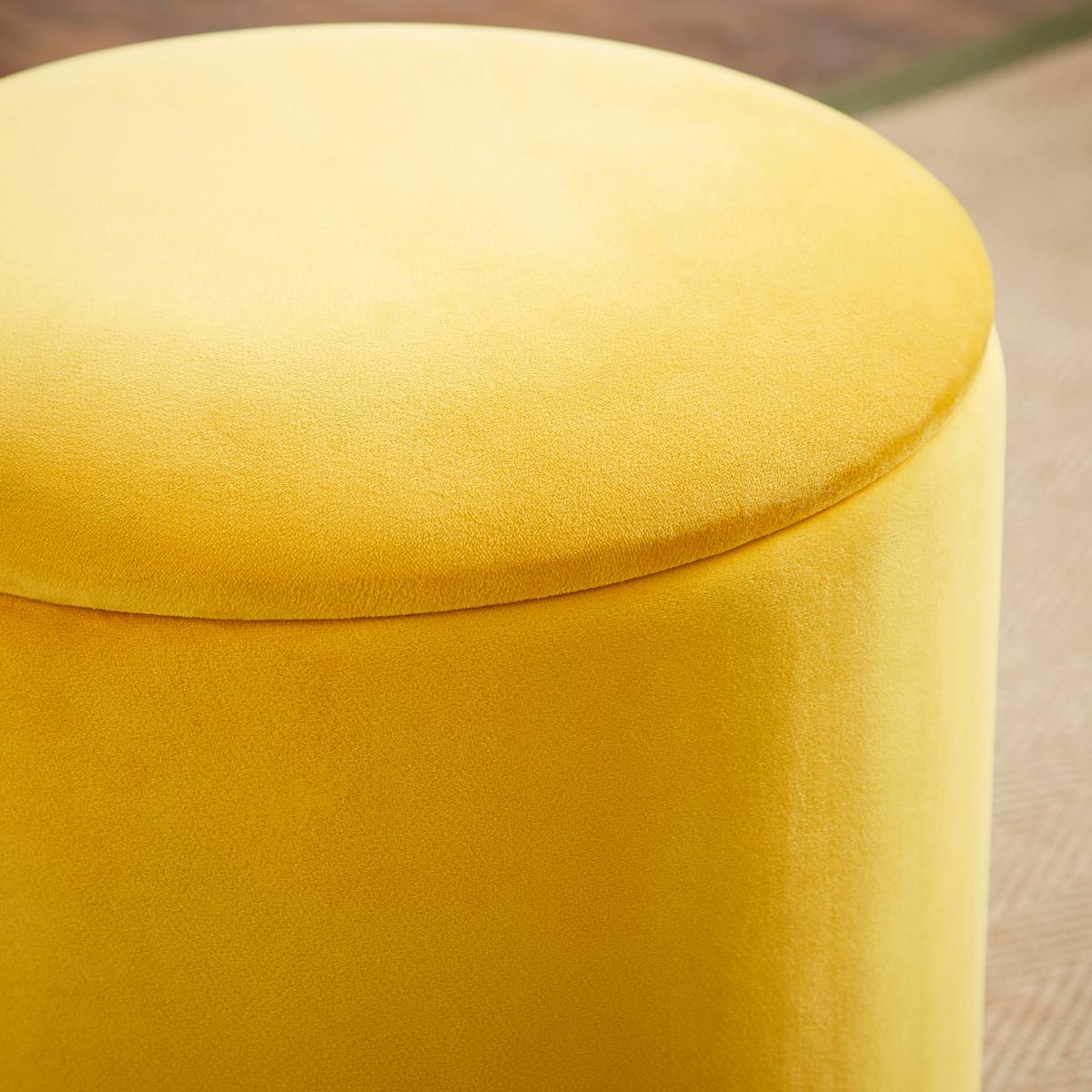 Plain Velvet Storage Footstool Gold Gold – image 3