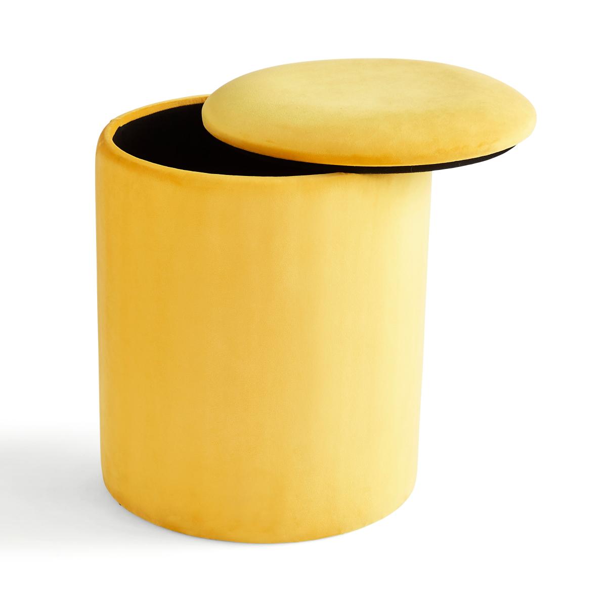 Plain Velvet Storage Footstool Gold Gold – image 5