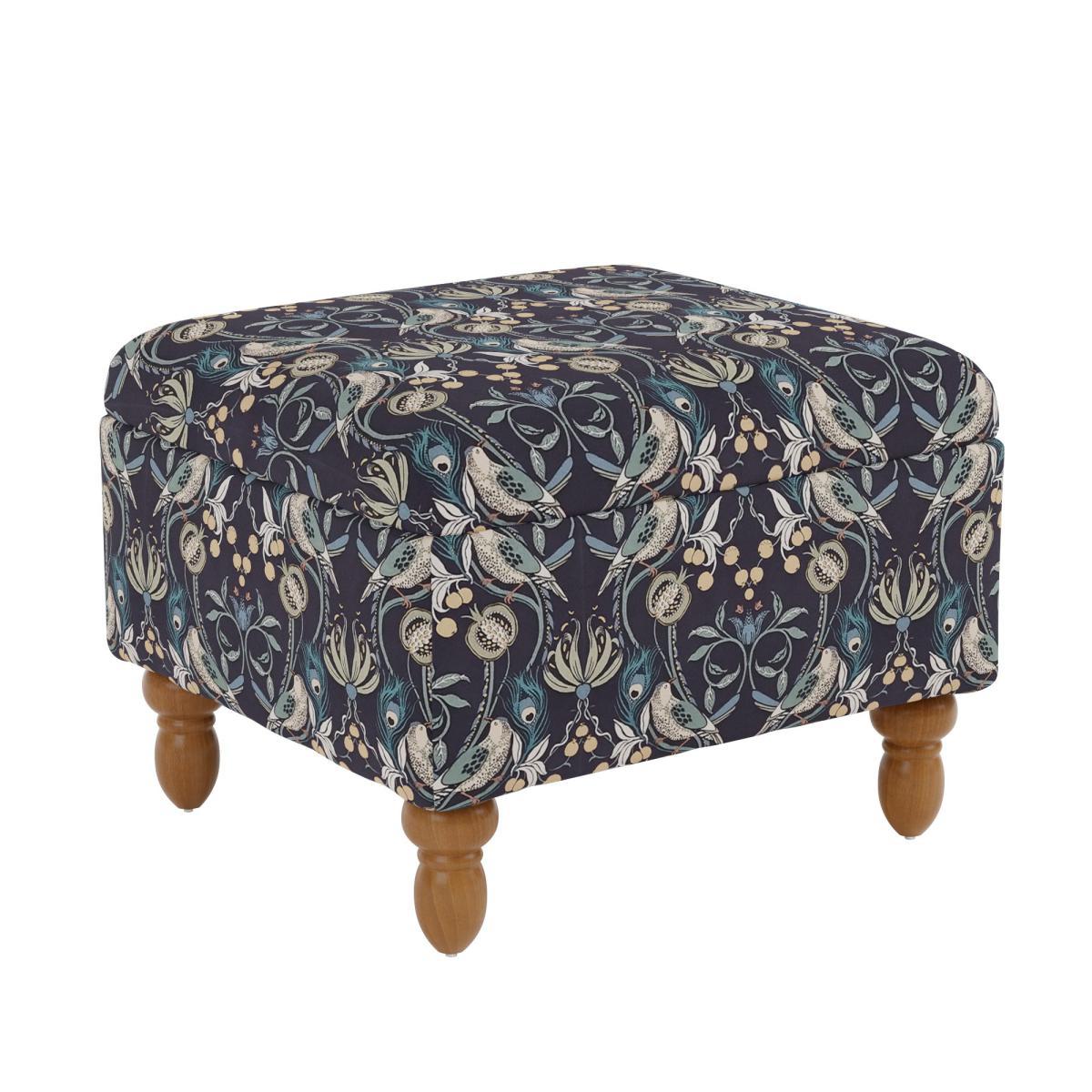 Oswald Navy Havisham Print Footstool With Storage Navy – image 2