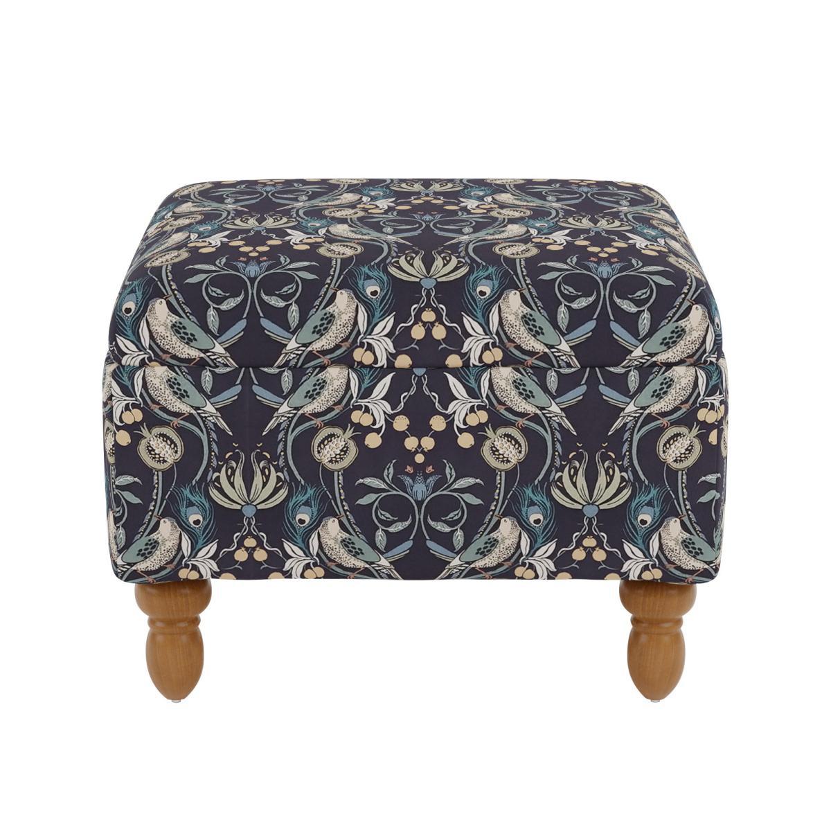 Oswald Navy Havisham Print Footstool With Storage Navy – image 3