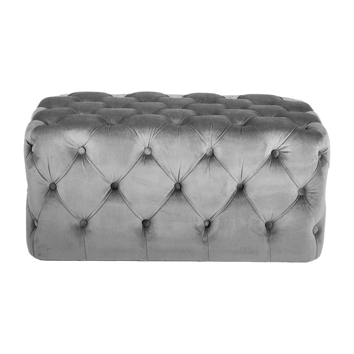 Seraphina Velvet Buttoned Ottoman Dove (Grey) – image 2