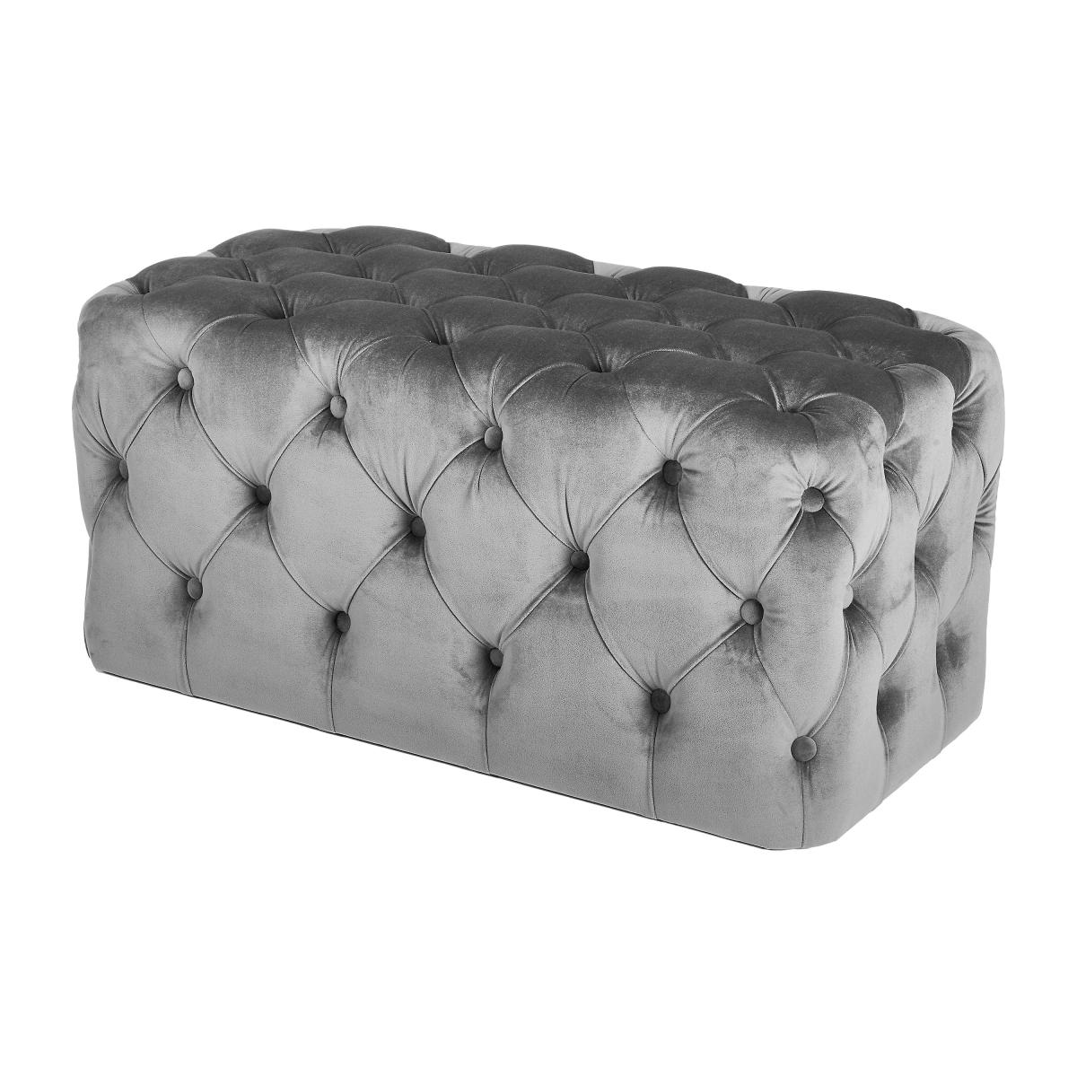 Seraphina Velvet Buttoned Ottoman Dove (Grey) – image 3