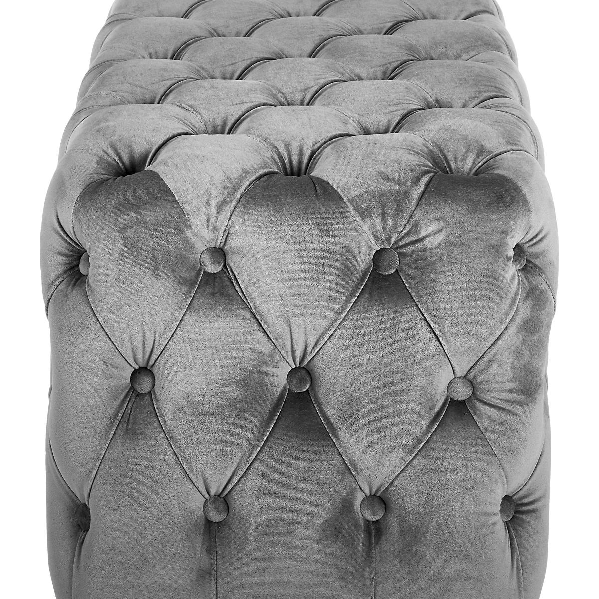 Seraphina Velvet Buttoned Ottoman Dove (Grey) – image 4