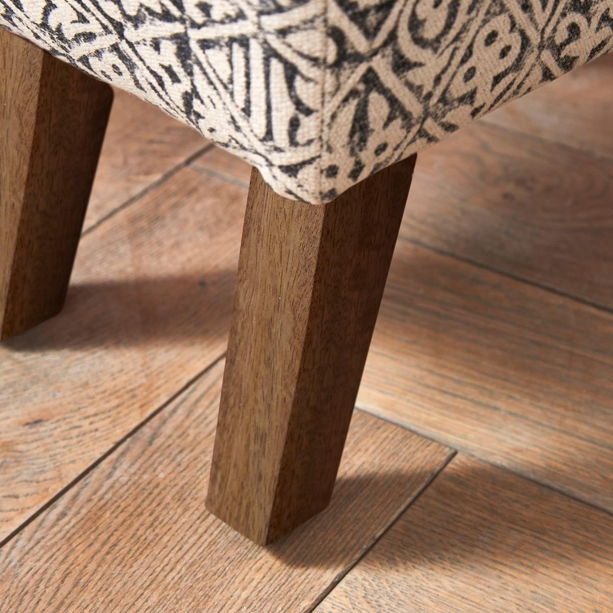Jaipur Edit Tile Print Footstool Black Black and white – image 3