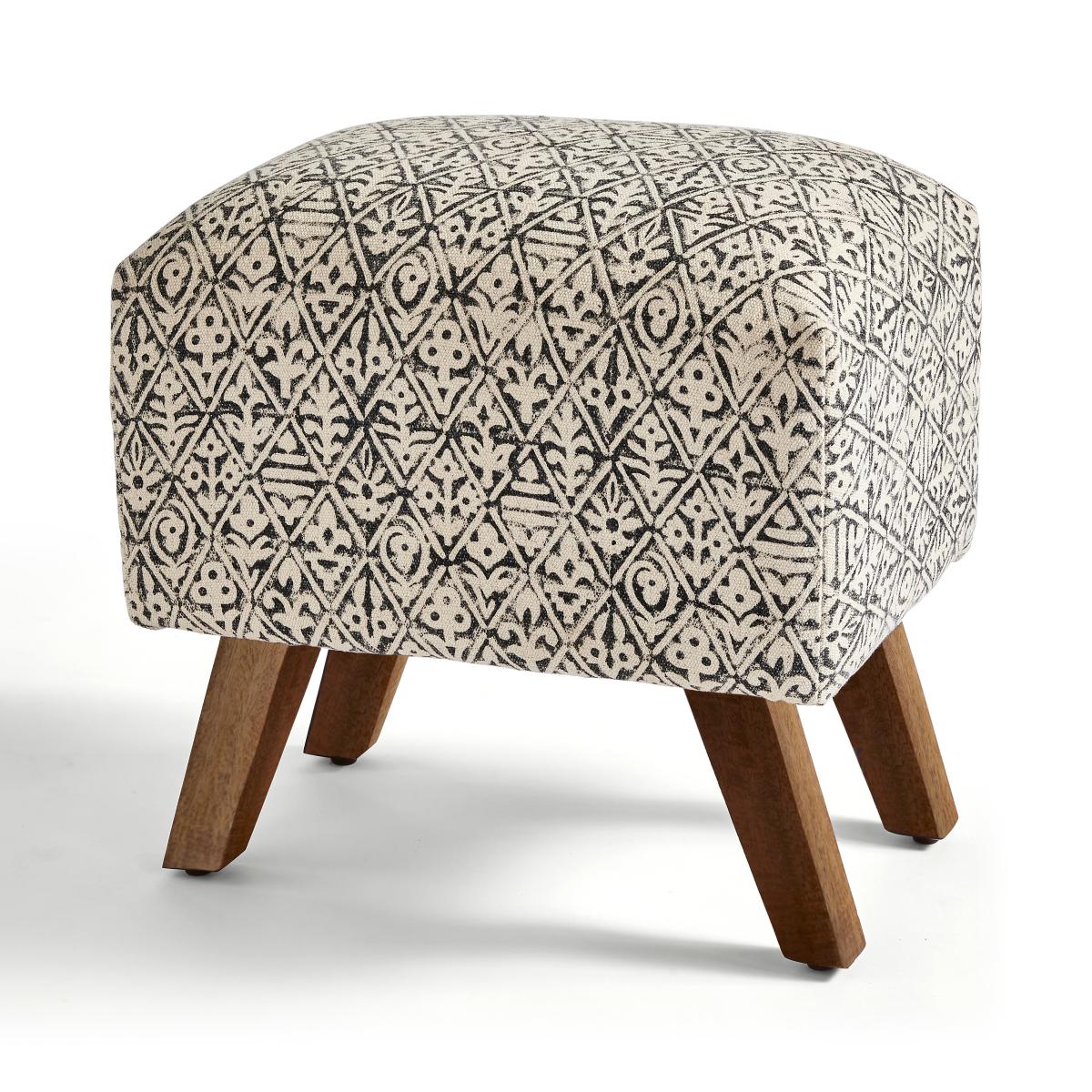 Jaipur Edit Tile Print Footstool Black Black and white – image 5