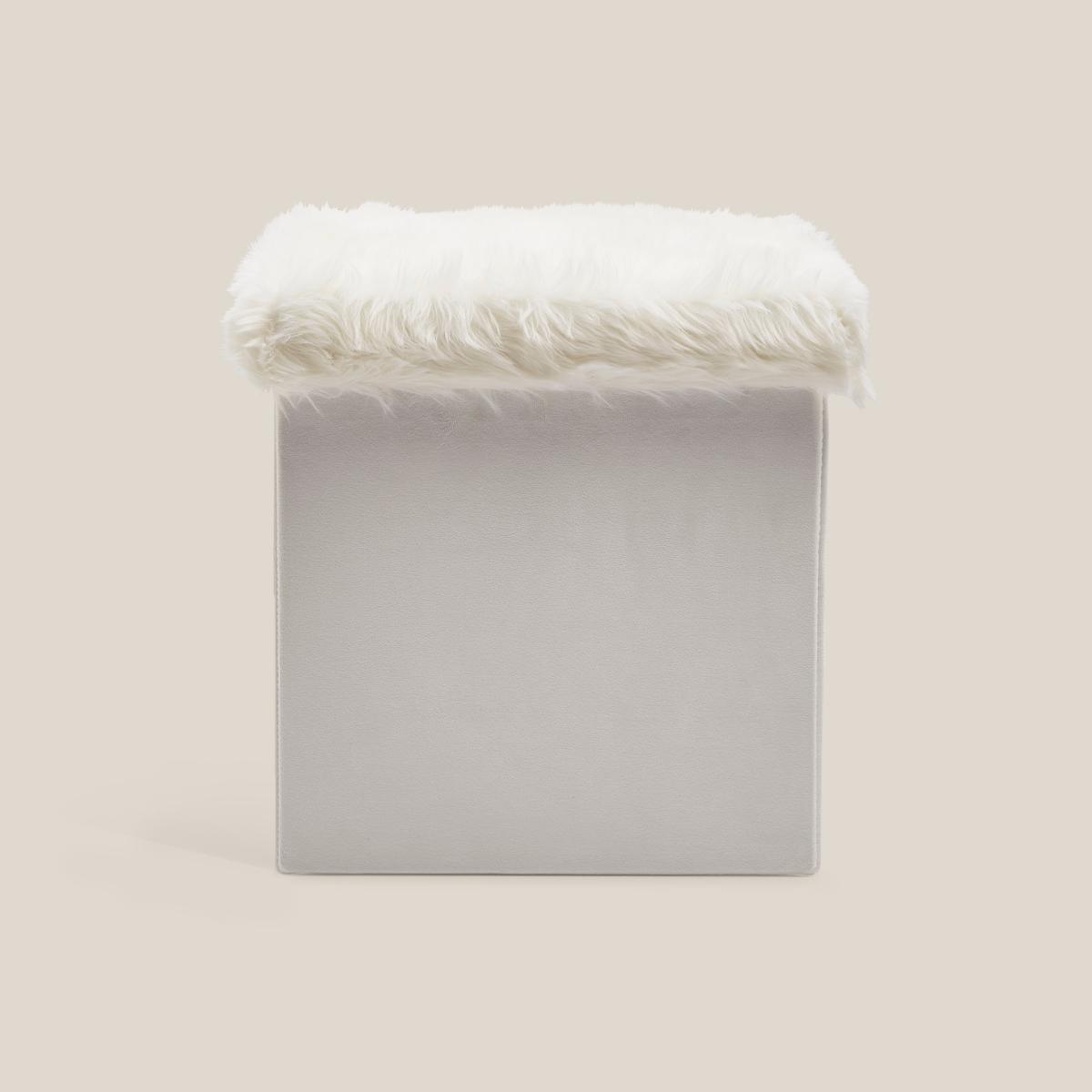 Snowball Faux Fur Foldable Storage Cube White – image 2