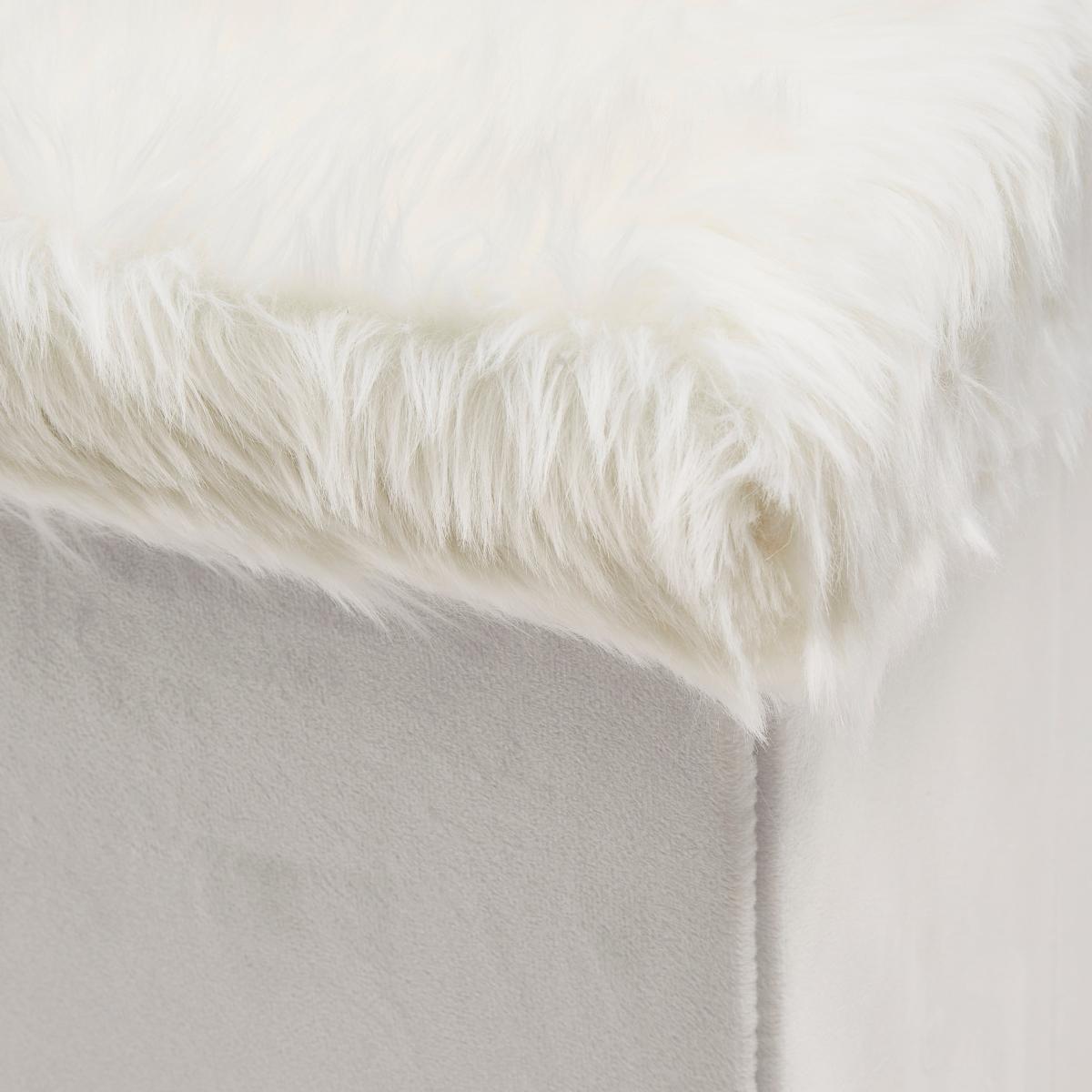 Snowball Faux Fur Foldable Storage Cube White – image 3