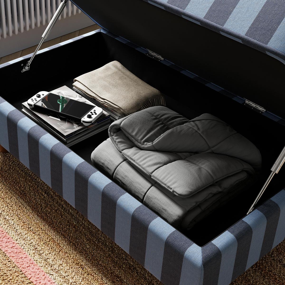 Beatrice Two Tone Woven Stripe Large Storage Footstool Woven Stripe Navy – image 3