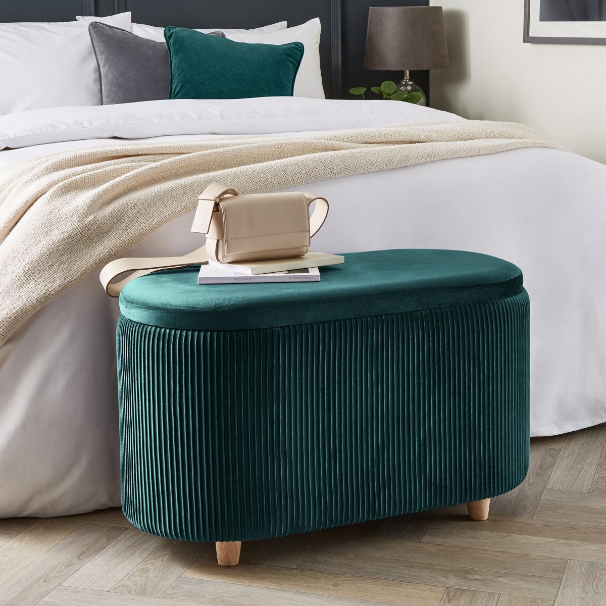 Florence Velvet Ottoman Green – image 2