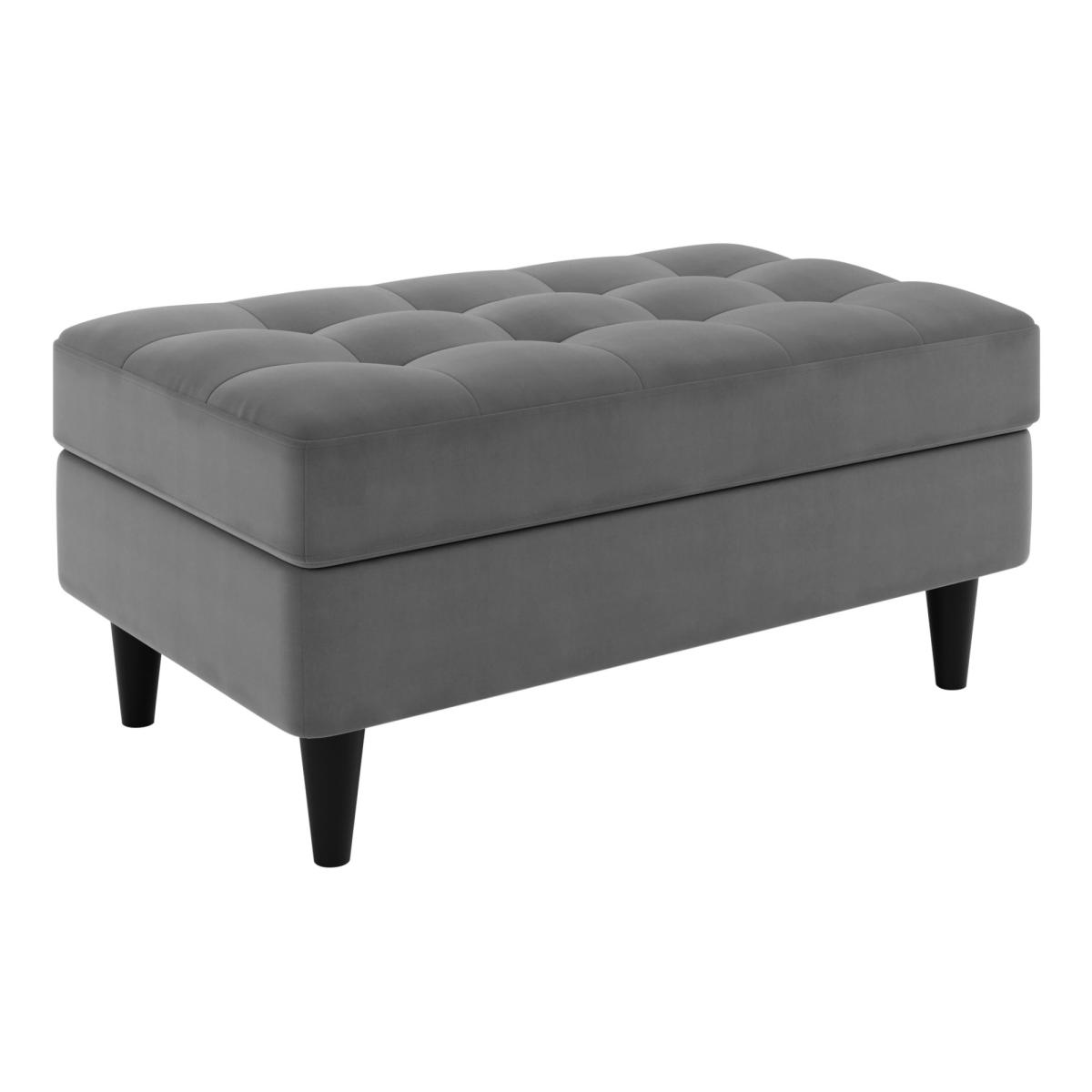 Zoe Velvet Storage Footstool Steeple Grey – image 2