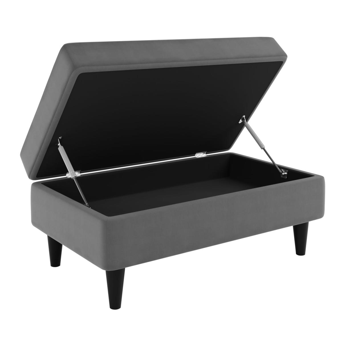 Zoe Velvet Storage Footstool Steeple Grey – image 6