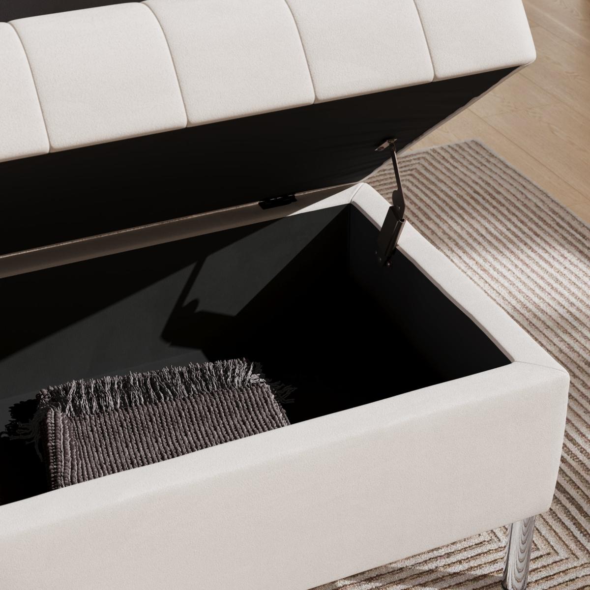 Quilted Velvet Storage Footstool Steeple Grey – image 3