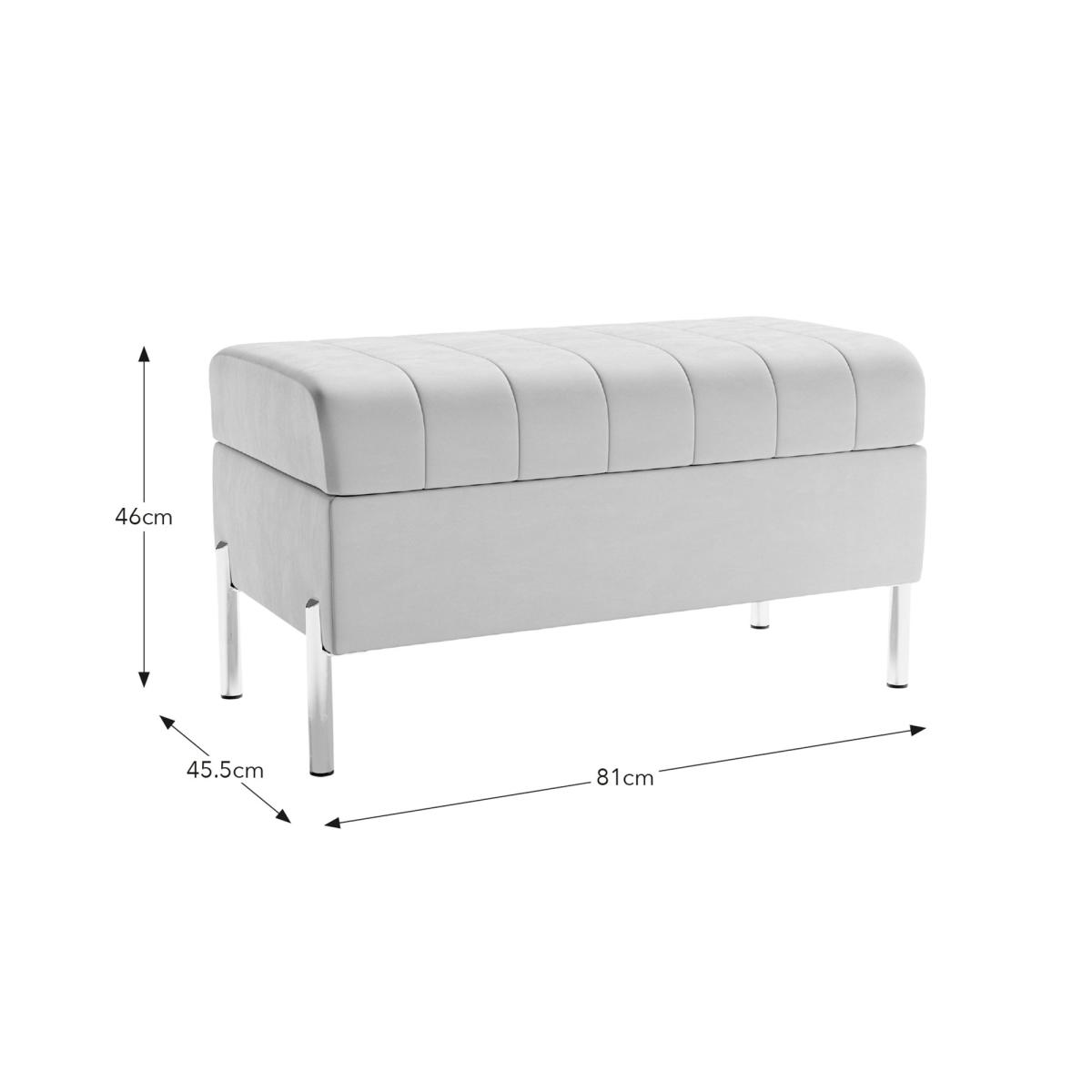 Quilted Velvet Storage Footstool Steeple Grey – image 6