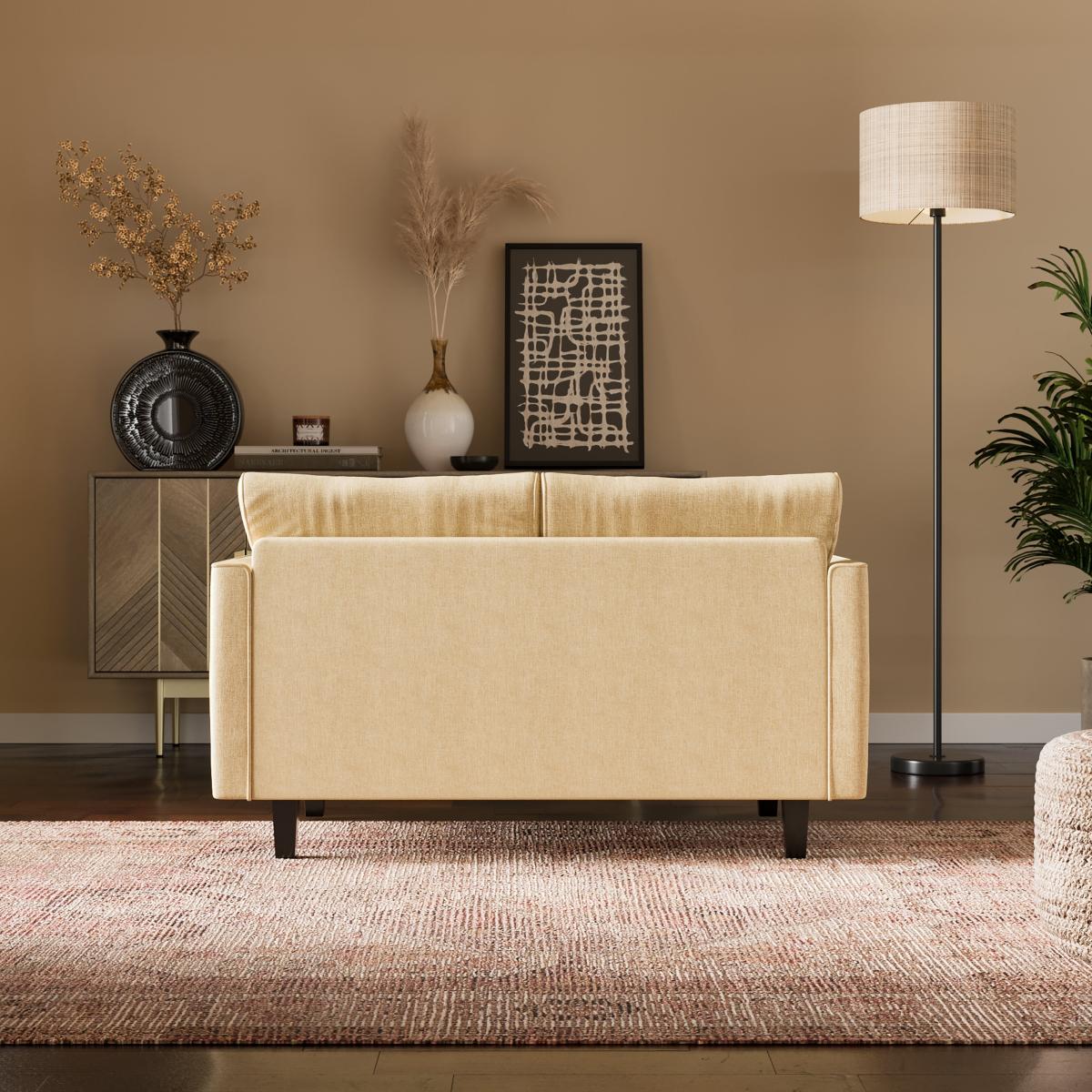 Darla Curved Faux Linen KD Sofa 2 Seater Honey – image 2