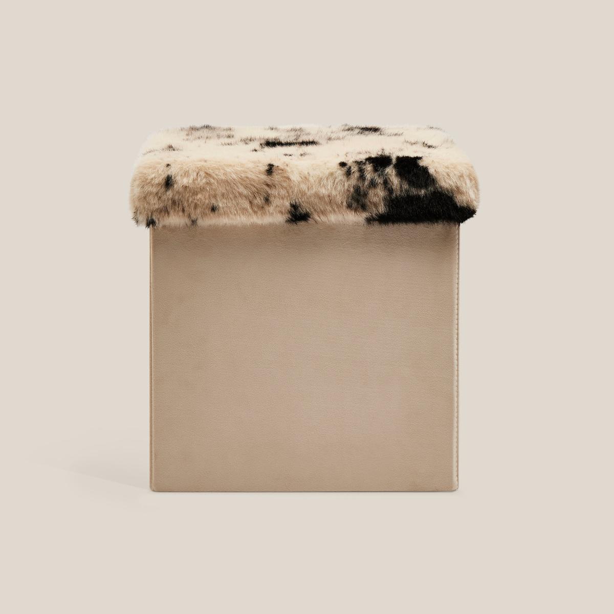 Cow Hide Foldable Storage Cube MultiColoured – image 2