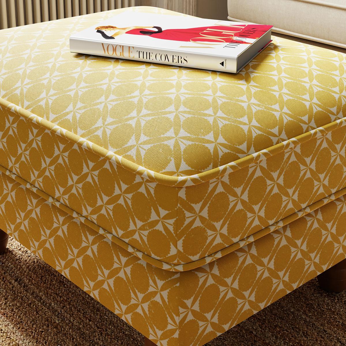 Beatrice Daisy Geometric Print Ochre Footstool Ochre (Yellow) – image 2