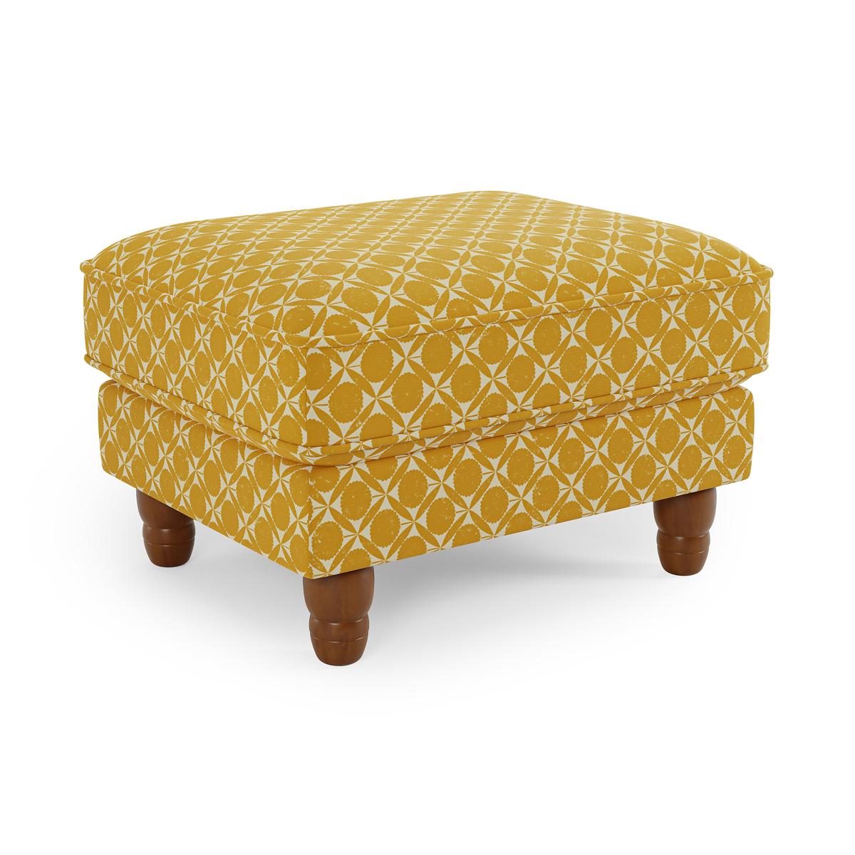 Beatrice Daisy Geometric Print Ochre Footstool Ochre (Yellow) – image 4