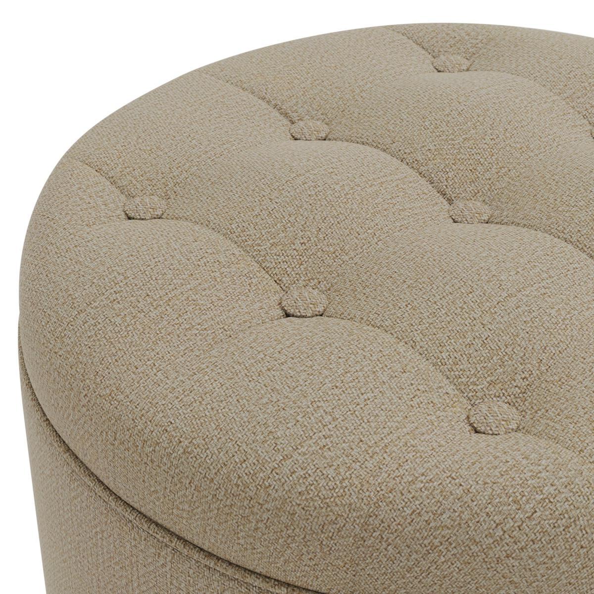 Oswald Faux Wool Round Storage Footstool Natural – image 4