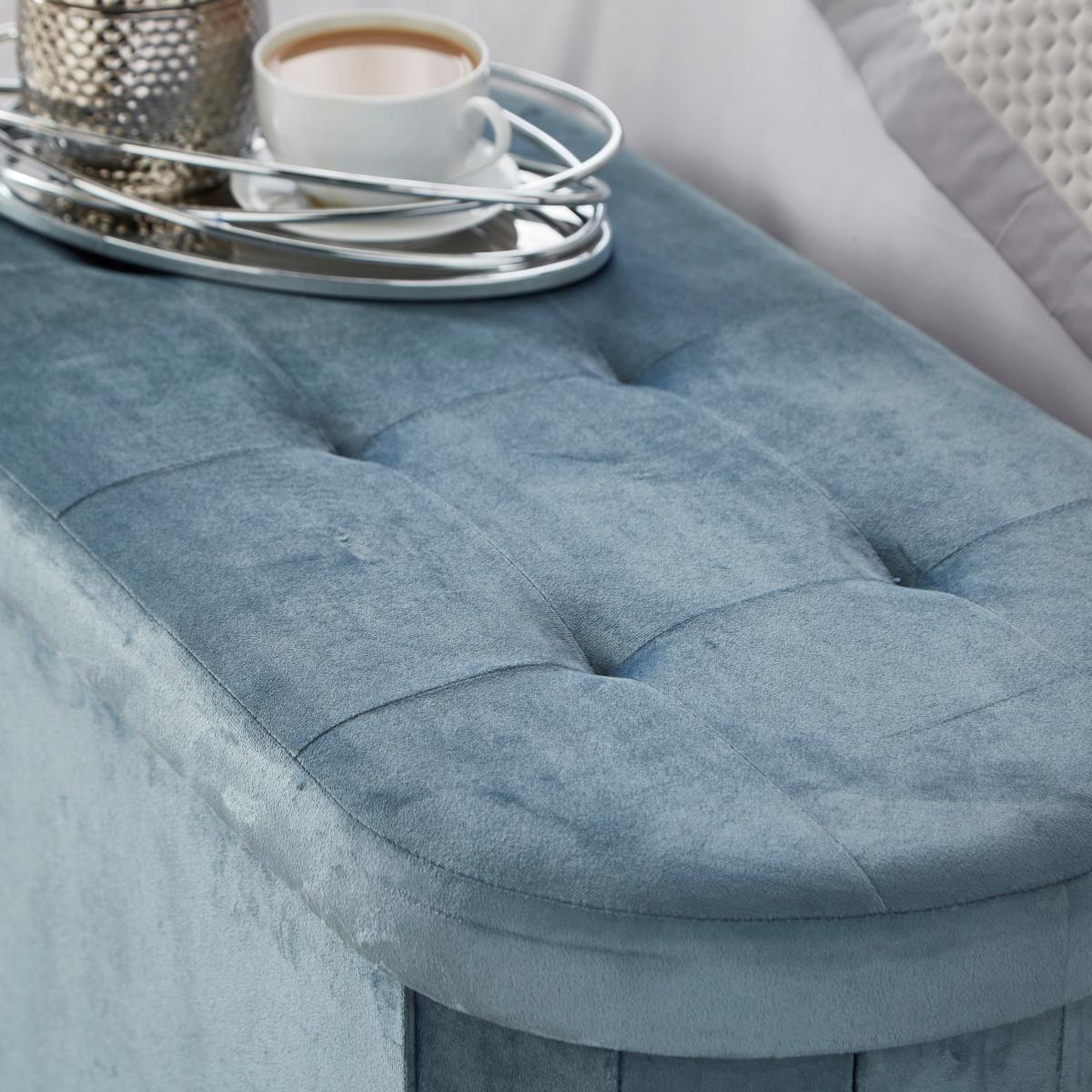 Velvet Lozenge Ottoman Pacific Blue Pacific Blue – image 2