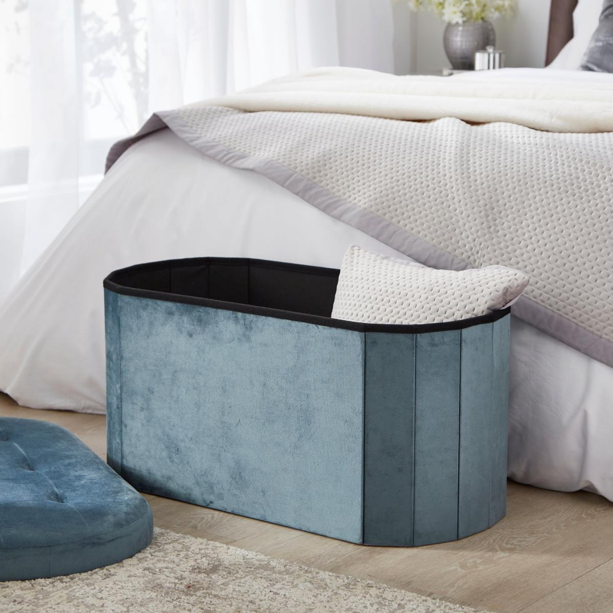 Velvet Lozenge Ottoman Pacific Blue Pacific Blue – image 6