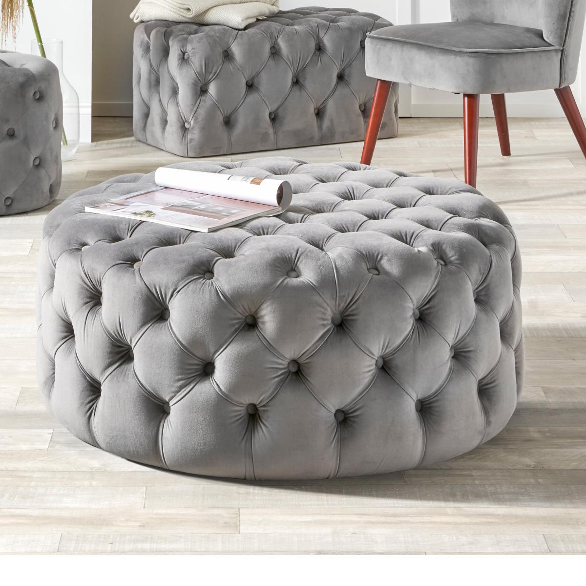 Vittoria Velvet Pouffe Grey