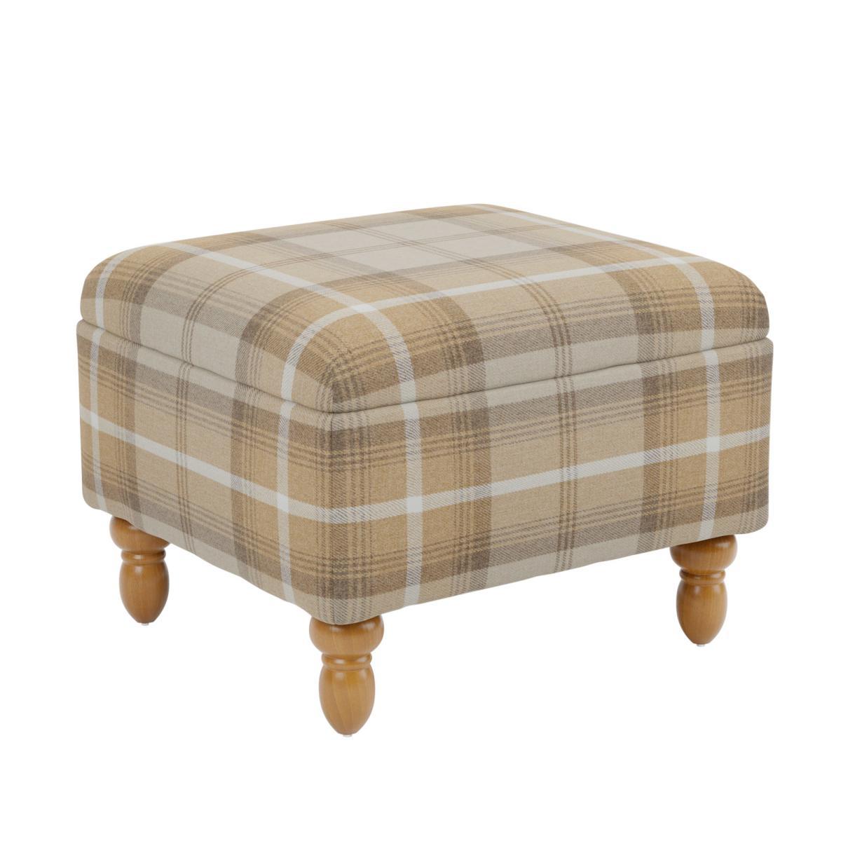 Oswald Check Storage Footstool - Natural Natural – image 2