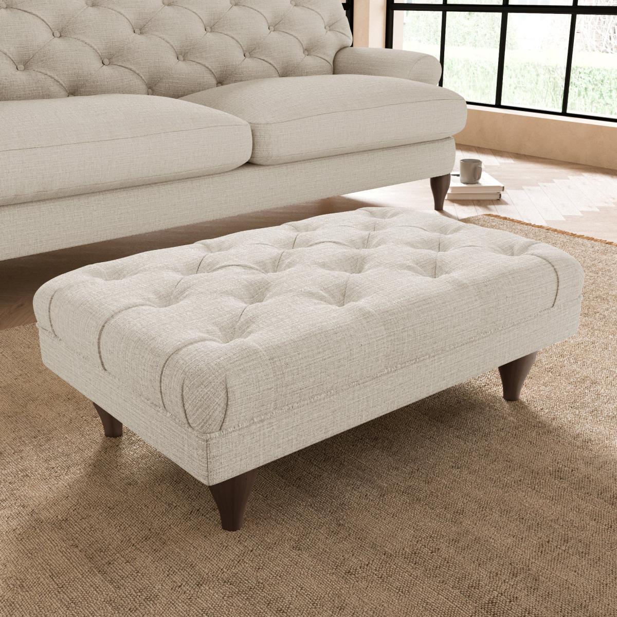 Warwick Slub Cotton Blend Footstool Slub Cotton Sandstone – image 1