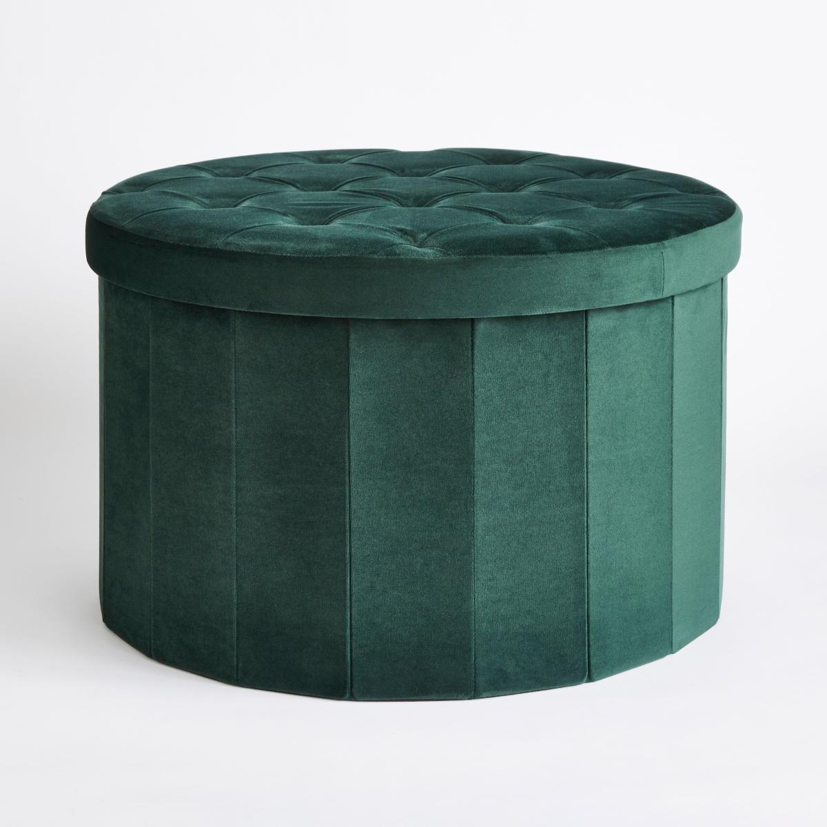 Velvet Large Round Ottoman Bottle (Green) – image 3