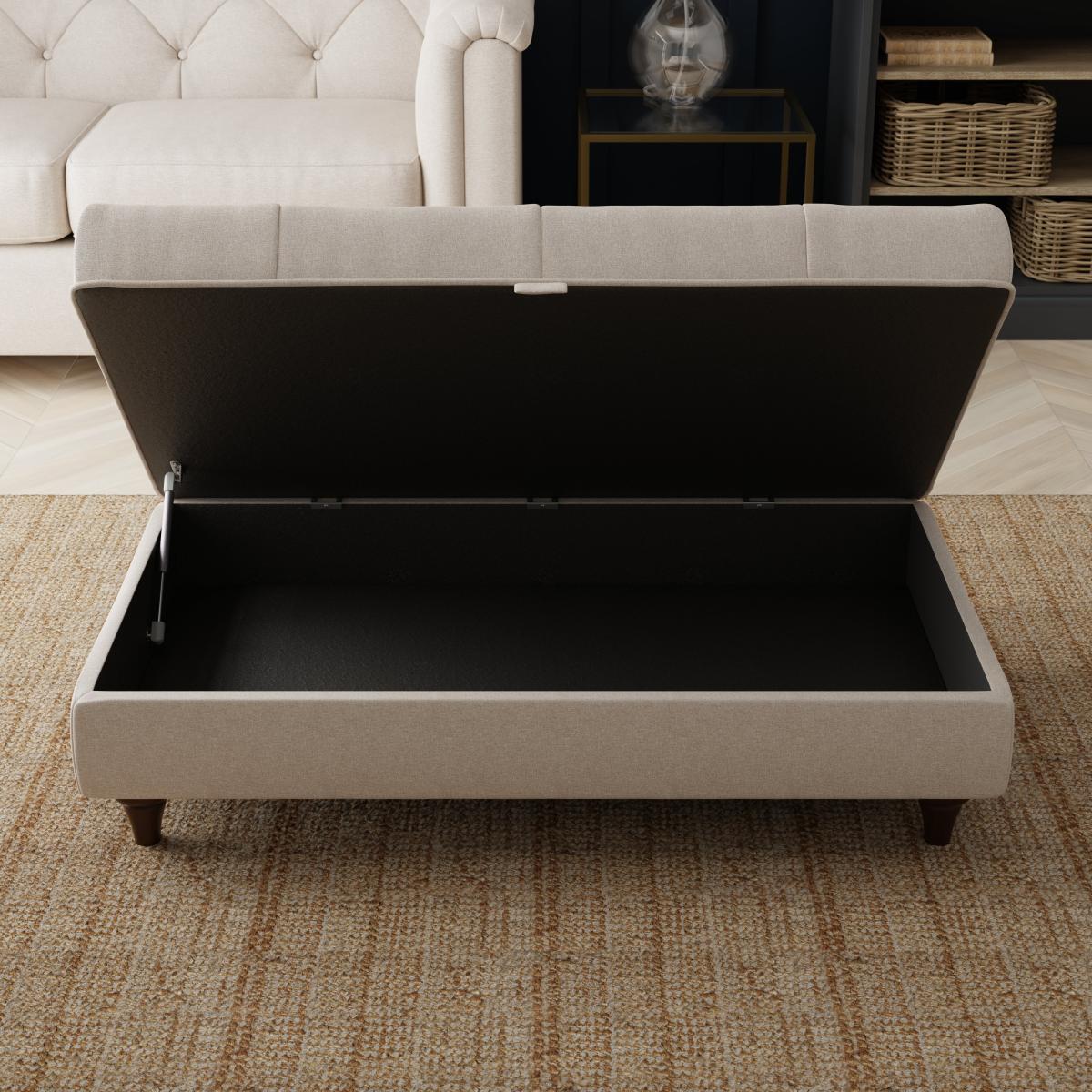 Chesterfield Soft Texture Storage Footstool Natural – image 4