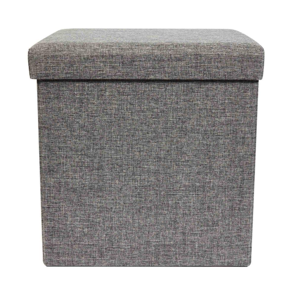 Foldable Grey Cube Ottoman Grey – image 2